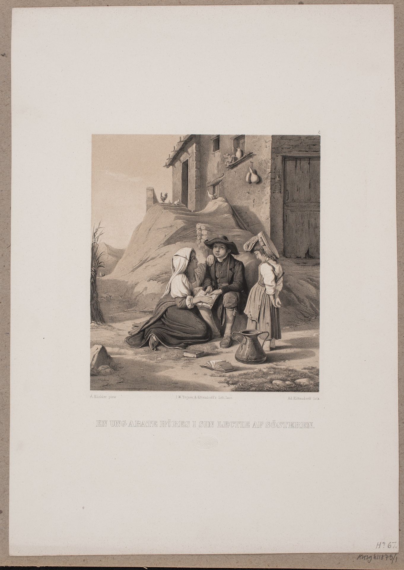 En ung Abate høres i sin lectie af søsteren by Adolph Kittendorff