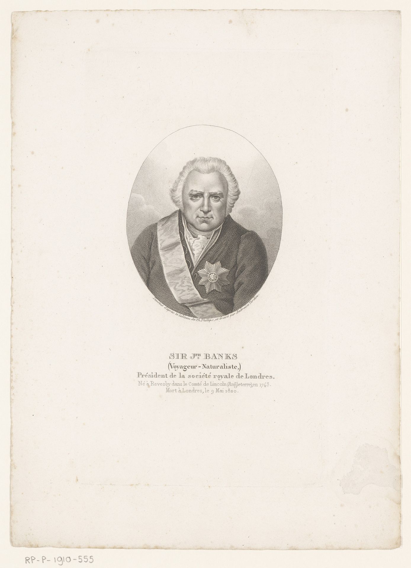 Portret van Sir Joseph Banks by Ambroise Tardieu