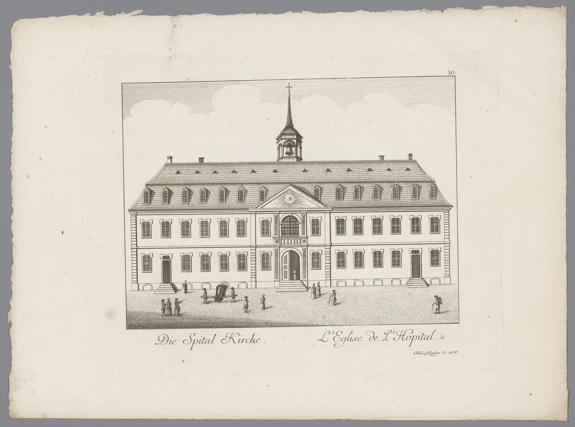 Gezicht op de Spitalkirche, te Mannheim by gebroeders Klauber
