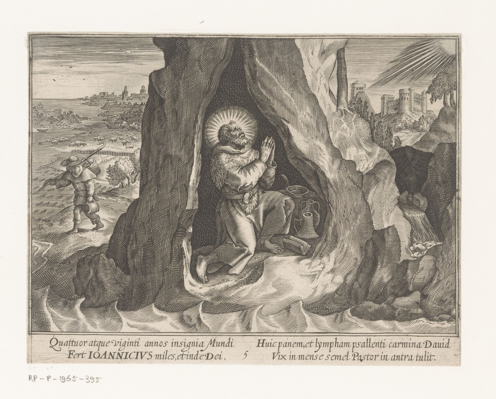 Heilige Johannicius van Bithynië als kluizenaar by Thomas de Leu