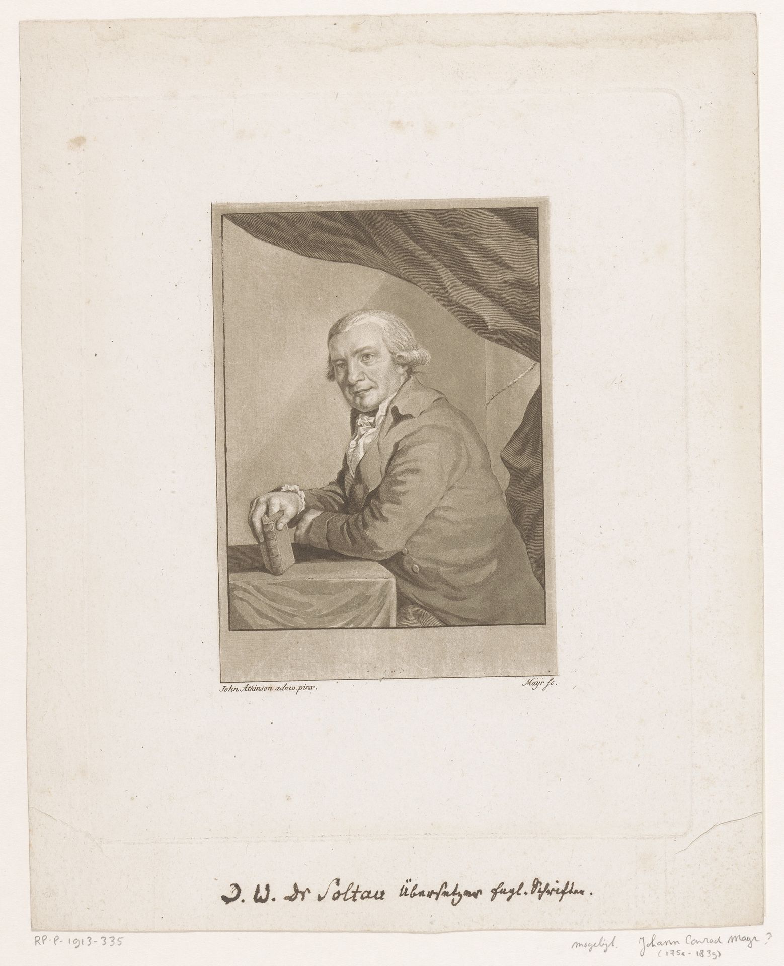 Portret van Dietrich Wilhelm Soltau by Johann Conrad Mayr