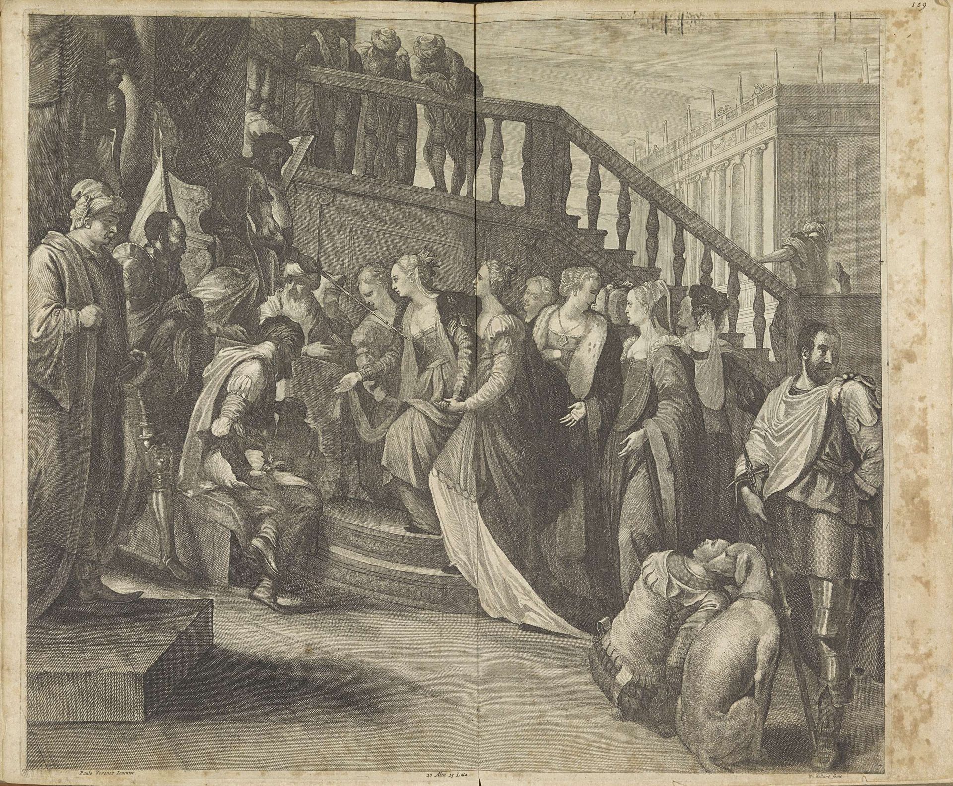 Ester voor Ahasveros by Wenceslaus Hollar