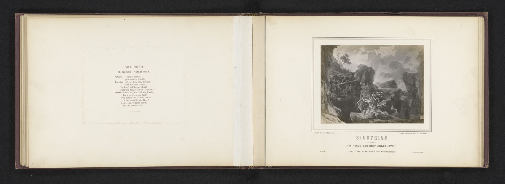 Fotoreproductie van een schilderij, voorstellende Siegfried in gevecht met Wodan by Victor Angerer