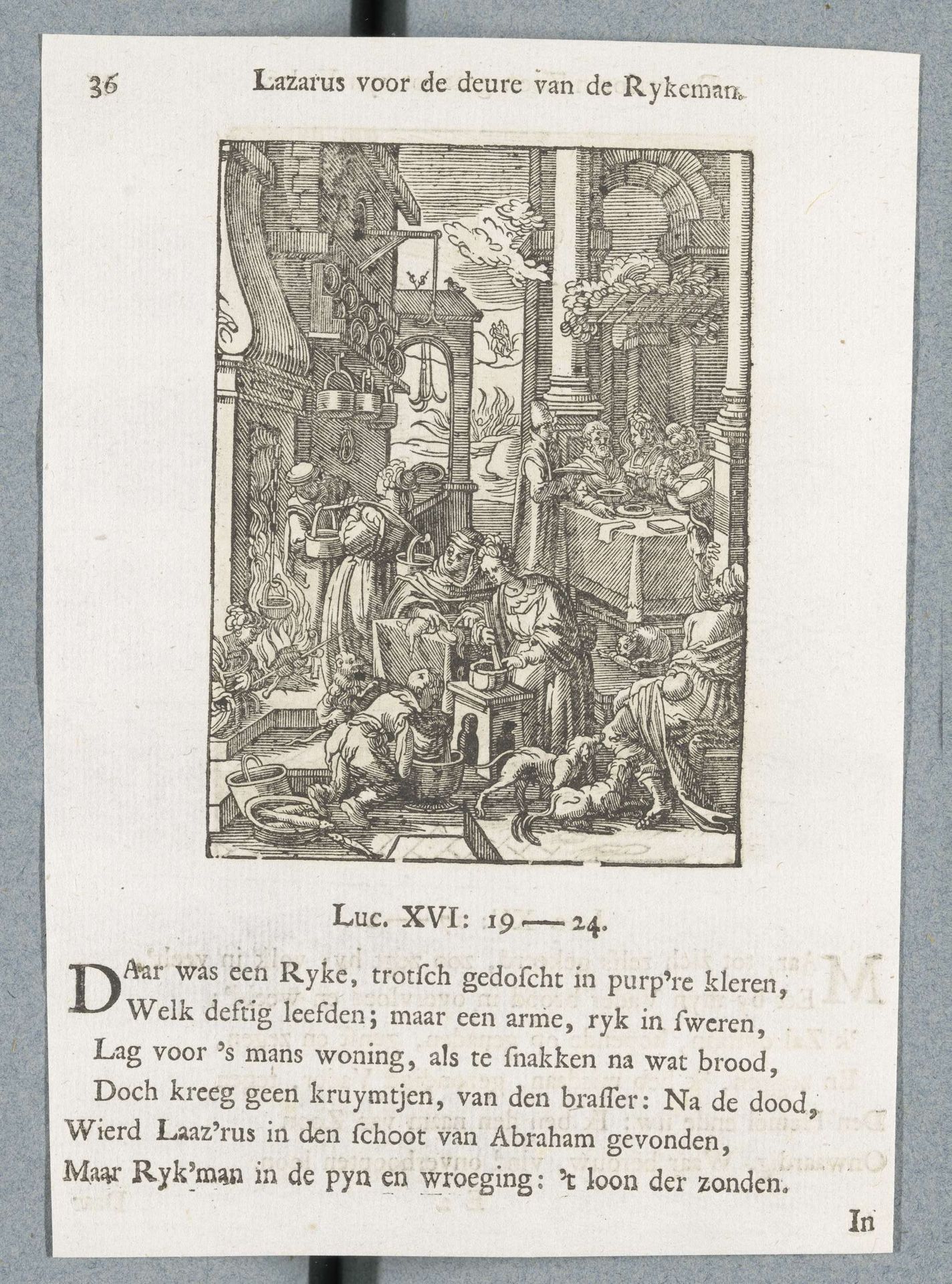 Gelijkenis van de rijke man en de arme Lazarus by Christoffel van (II) Sichem