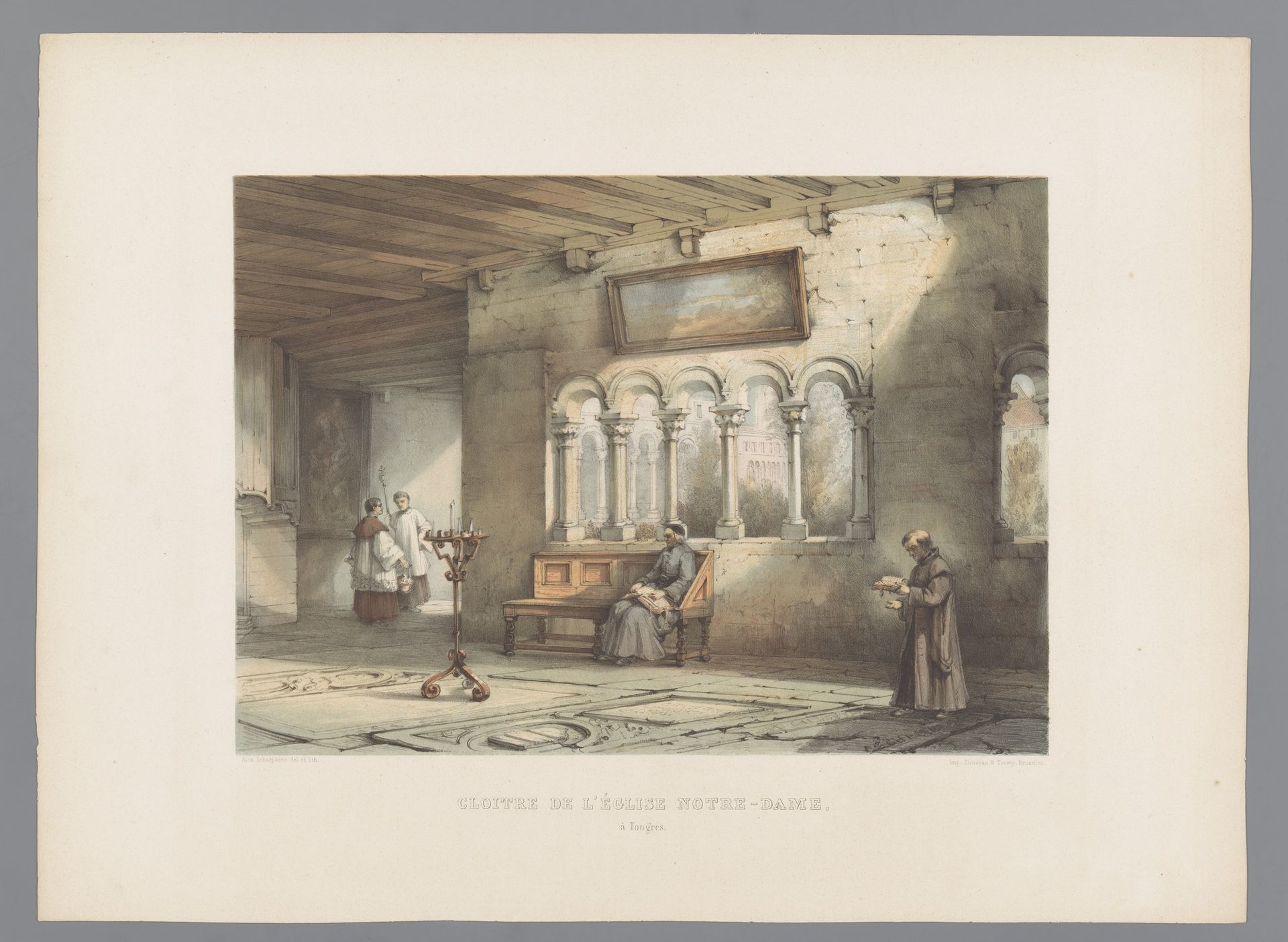 Gezicht op het klooster van de Onze-Lieve-Vrouwenbasiliek in Tongeren by Alexander Schaepkens