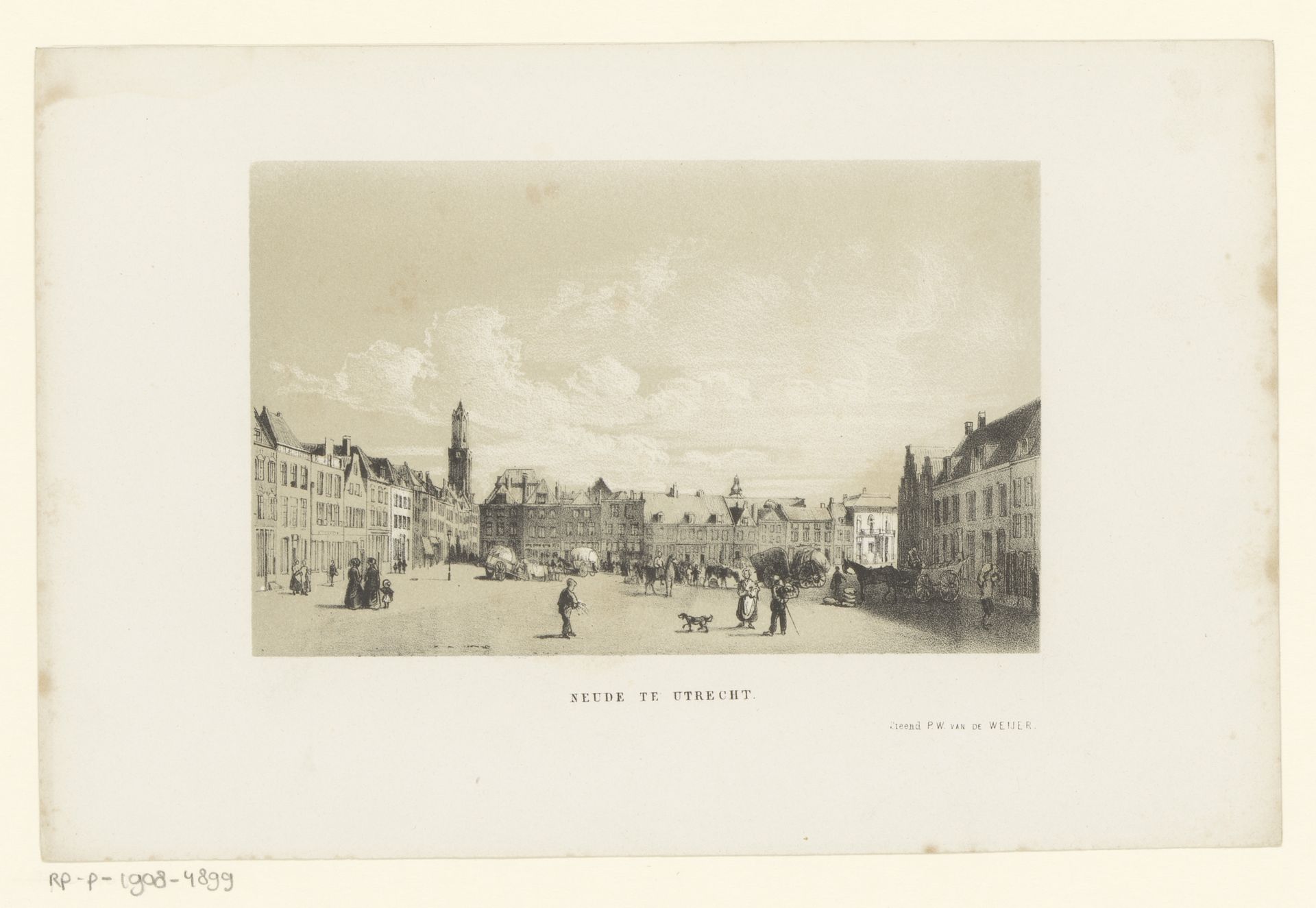 Gezicht op de Neude in Utrecht by Pieter Wilhelmus van de Weijer