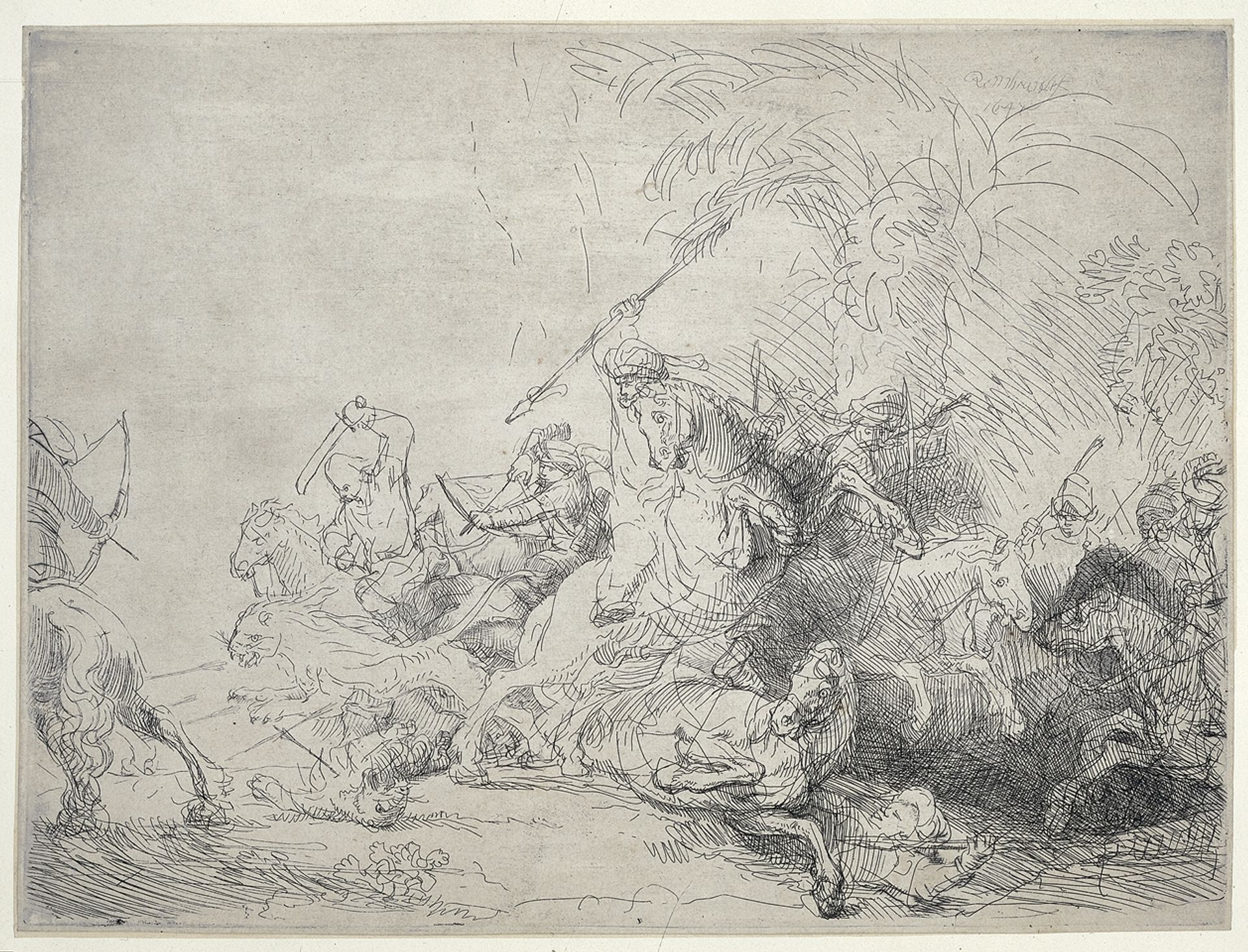 The large lion hunt by Rembrandt van Rijn