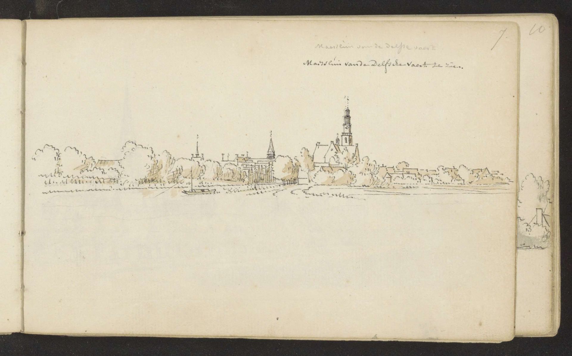 Maassluis gezien vanaf Delftse Vaart by Abraham de (II) Haen