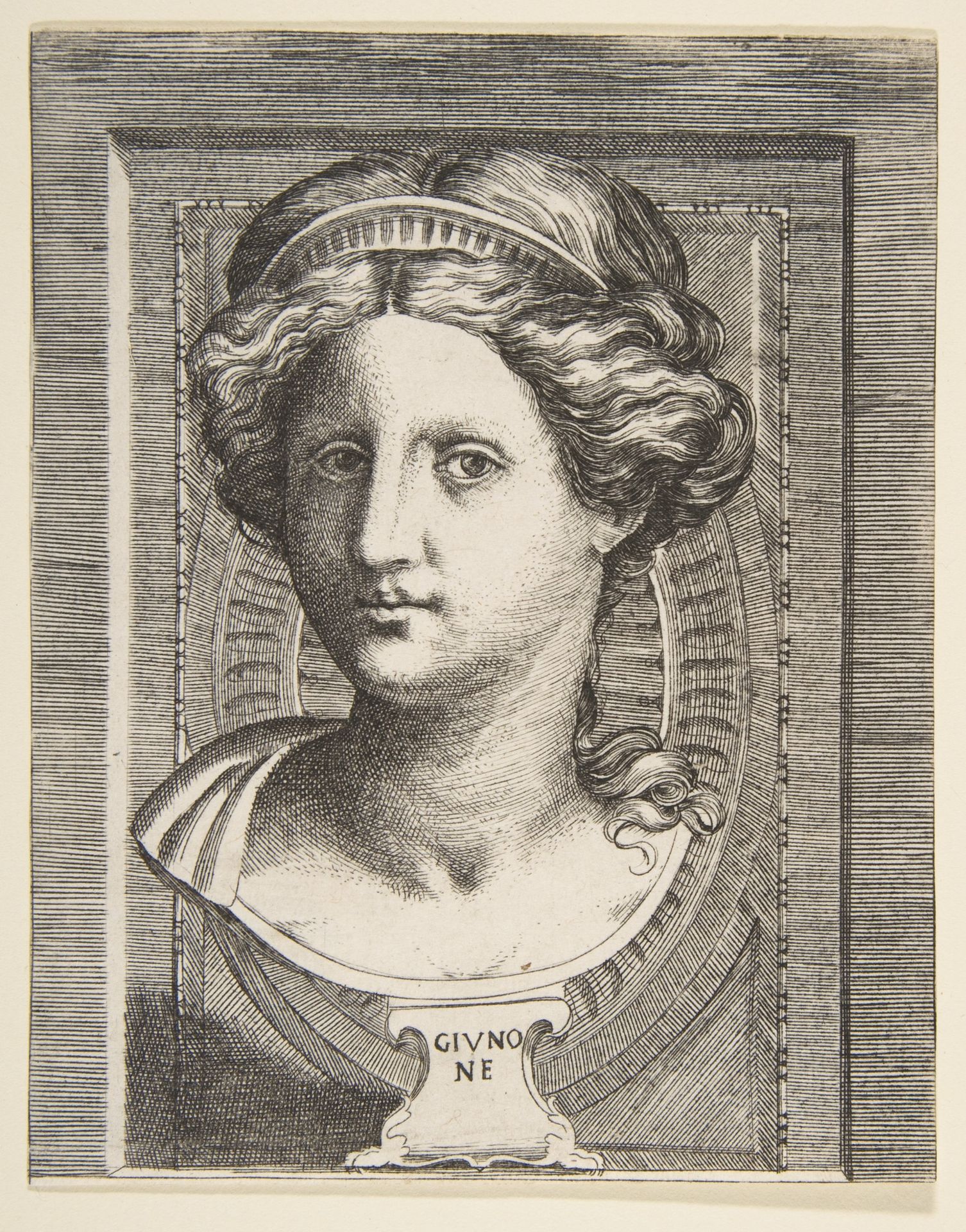 Sculpted head of Juno by Giulio Bonasone
