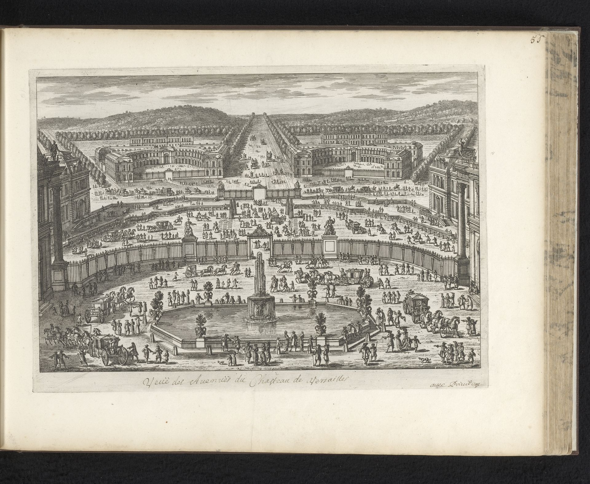 Gezicht op de wegen rond het Kasteel van Versailles by Adam Perelle
