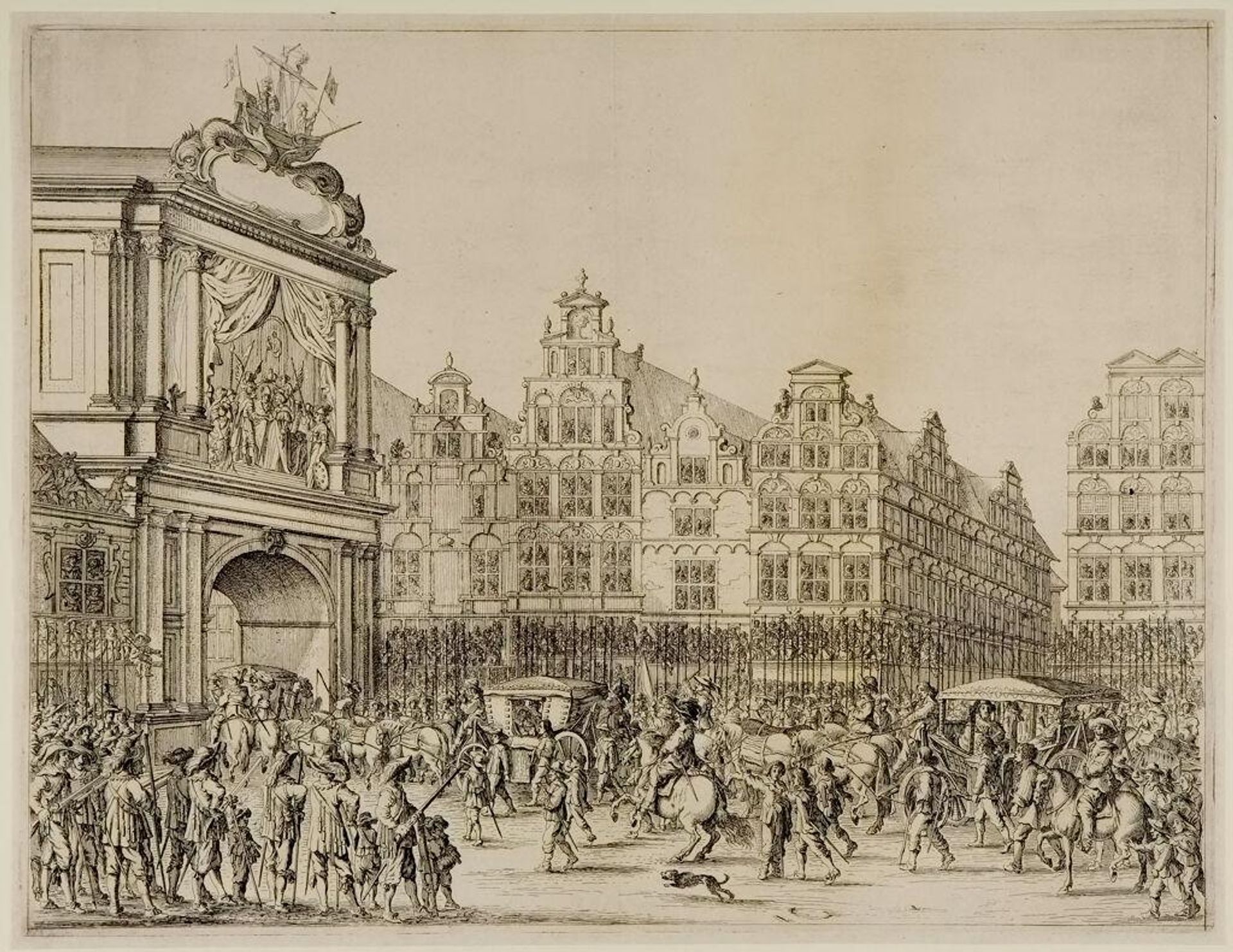 Arrival of the Procession Along the Nieuwerdijk on the Dam by Salomon Savery