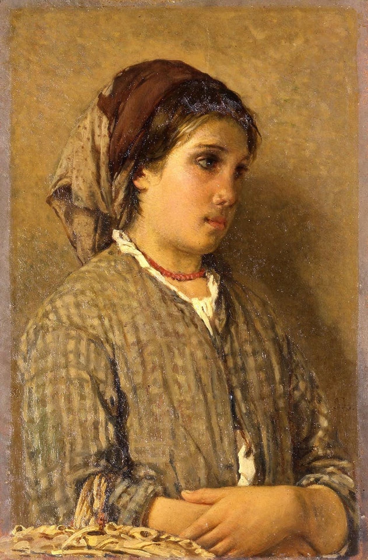 Bust of a peasant woman by Silvestro Lega