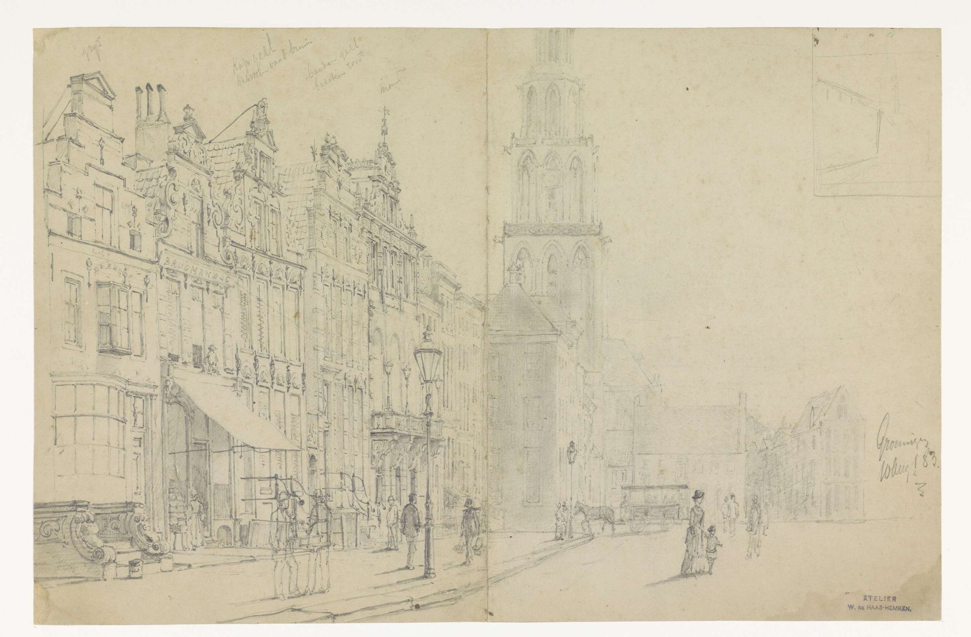 Gezicht op de Grote Markt in Groningen by Willem de Haas Hemken