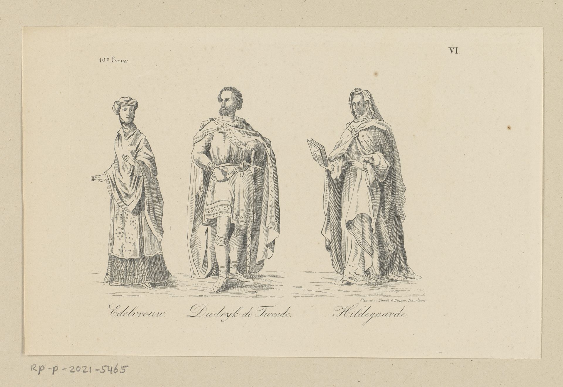 Edelvrouw, Dirk II en Hildegard van Vlaanderen in kleding uit de tiende eeuw by Anonymous