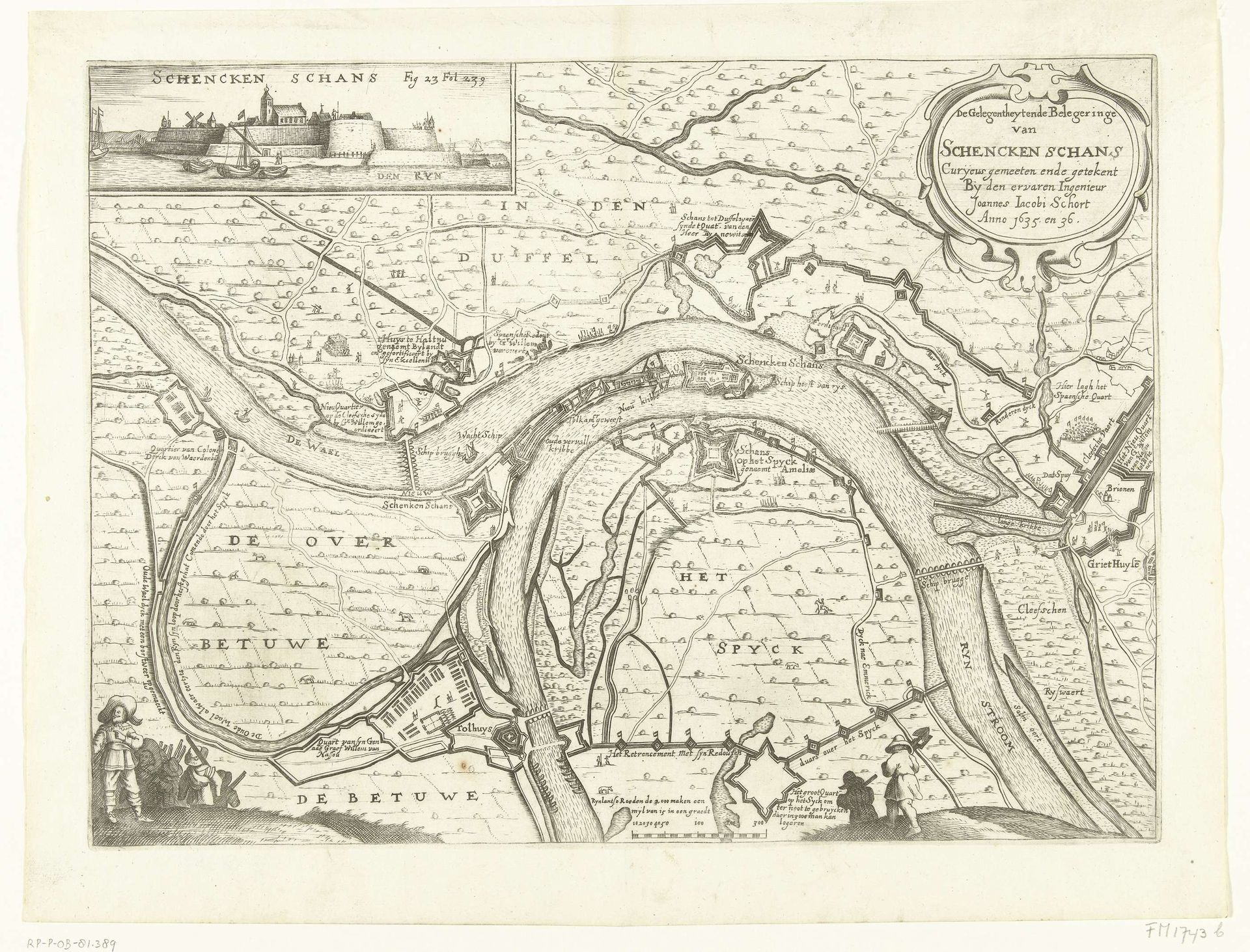 Kaart met beleg en verovering van Schenckenschans door Frederik Hendrik, 1635-1636 by Anonymous