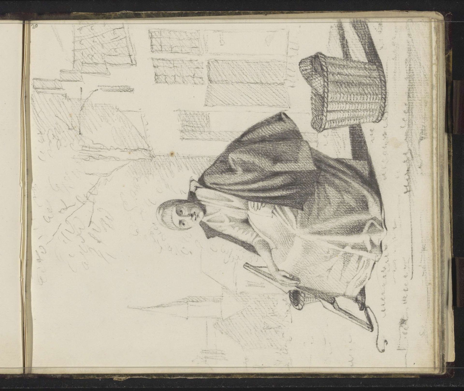 Zittende vrouw in een dorpsstraat by Hendrik Abraham Klinkhamer