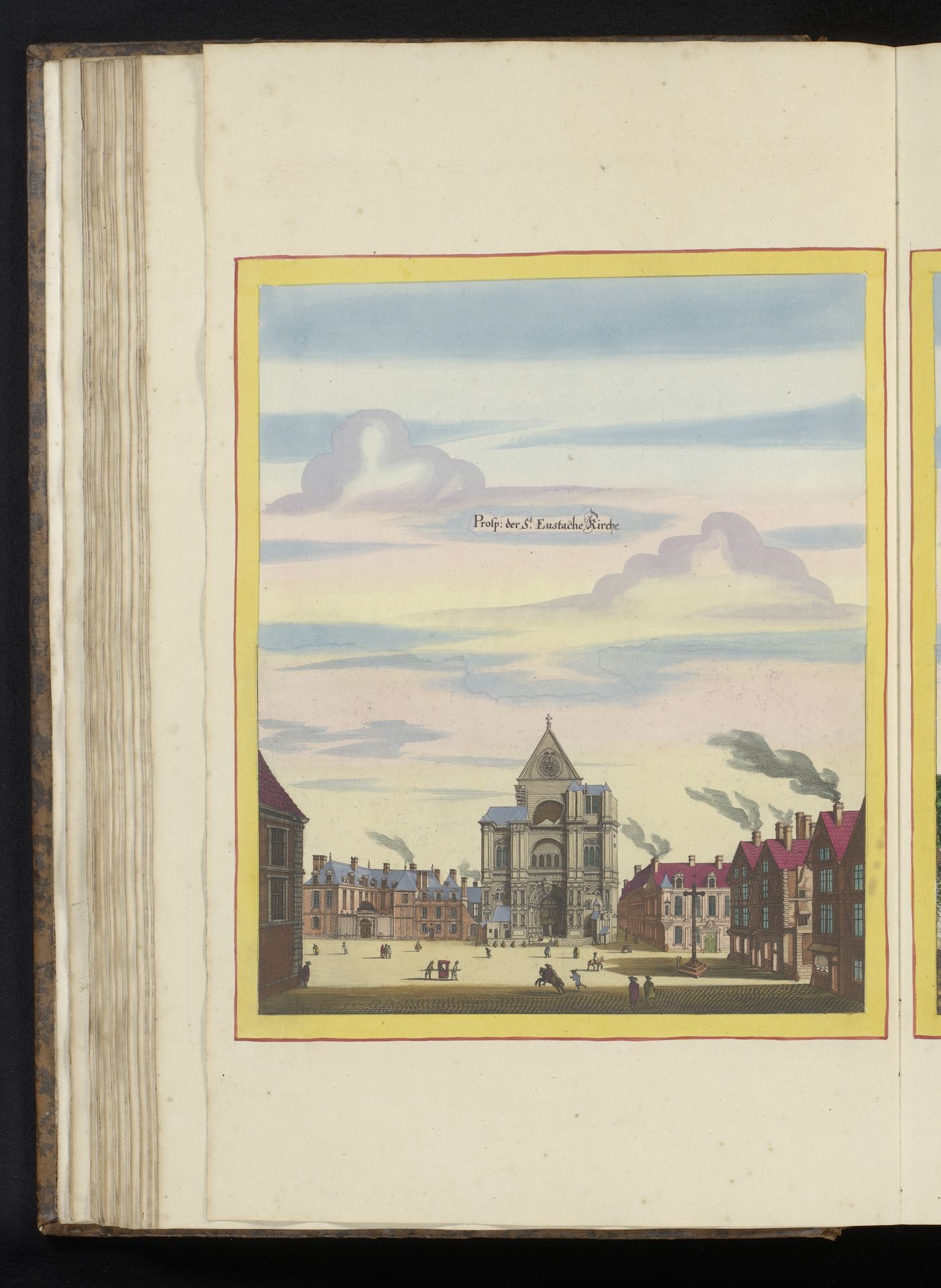 Gezicht op de kerk van Saint-Eustache te Parijs by Matthäus (II) Merian