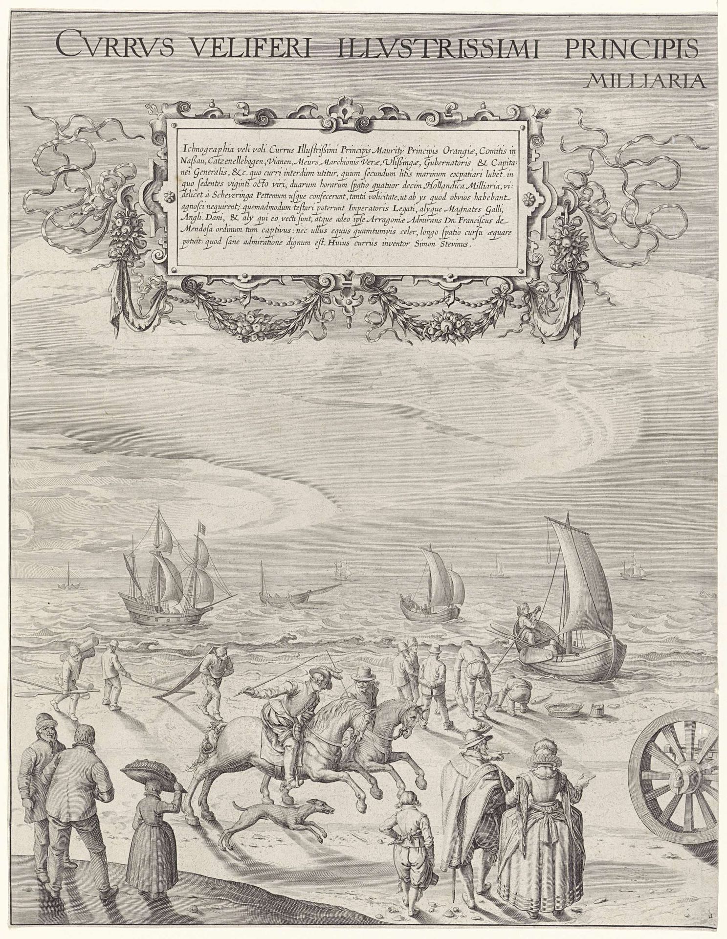Zeilwagen van Simon Stevin (linkerplaat), 1602 by Willem van Swanenburg