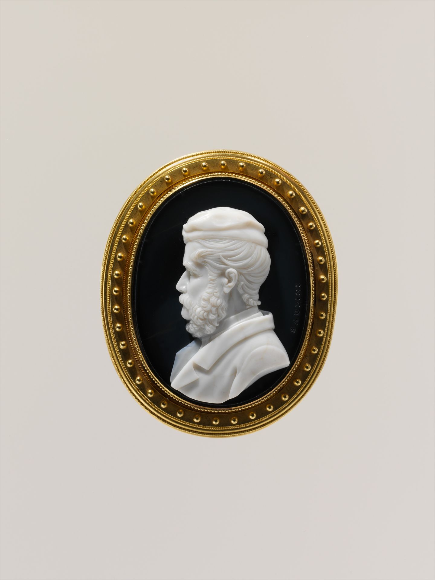 Bust of a bearded man in a cap by Luigi Saulini