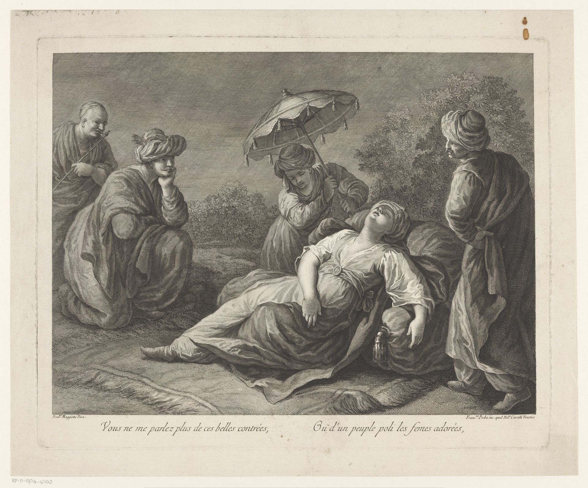Slapende vrouw en vier mannen by Francesco del Pedro