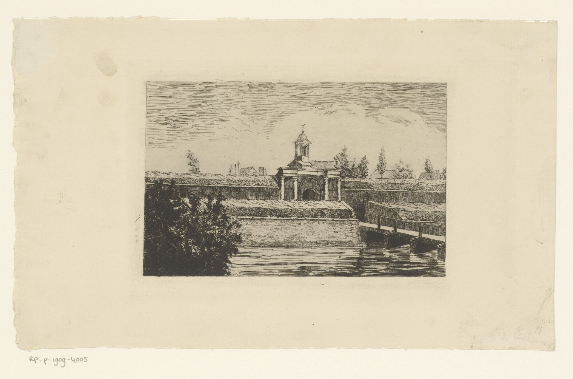 Gezicht op de poort van Bertaimont by Léon Dolez