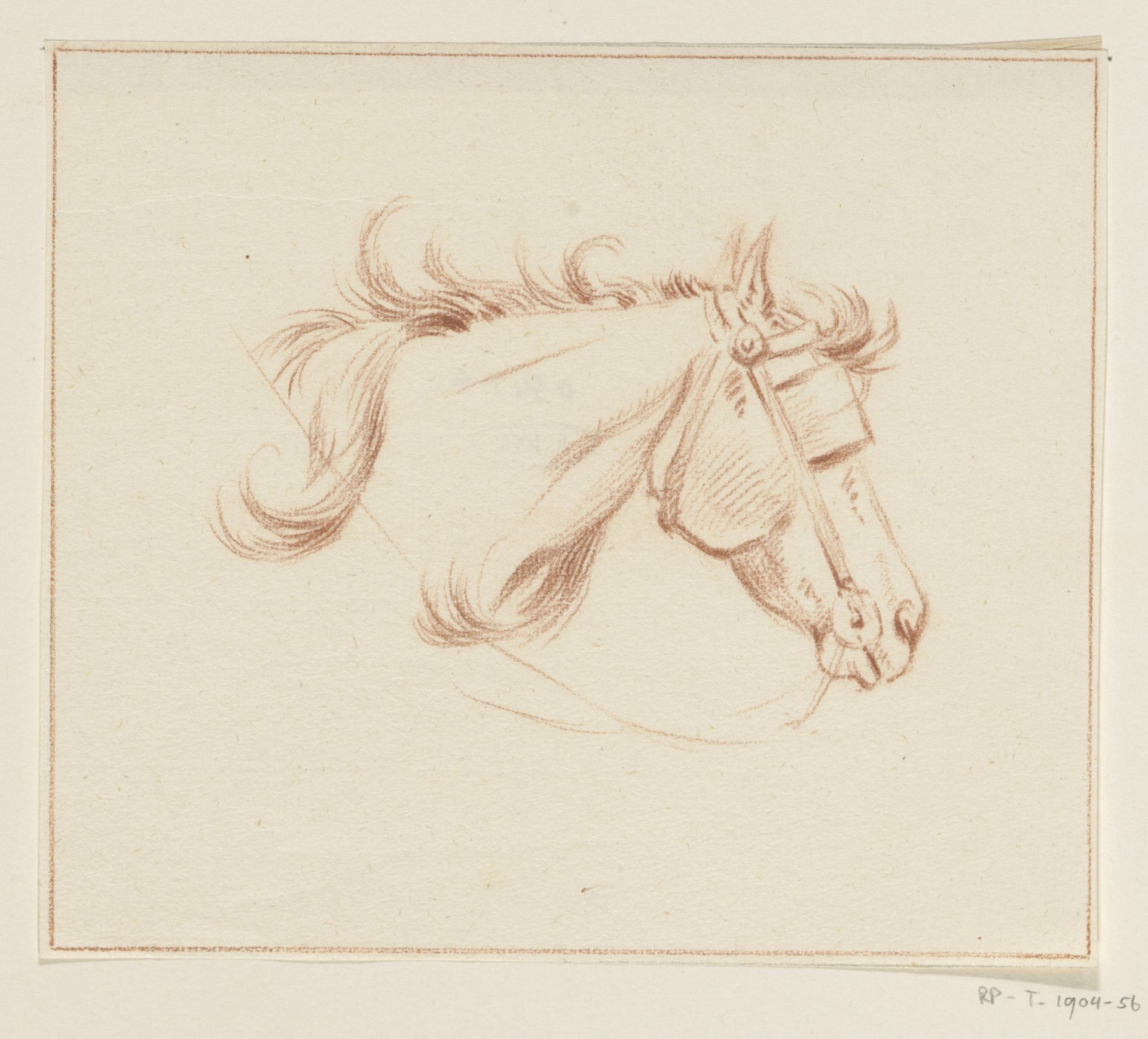 Hoofd van een paard met oogkleppen, naar rechts by Jean Bernard