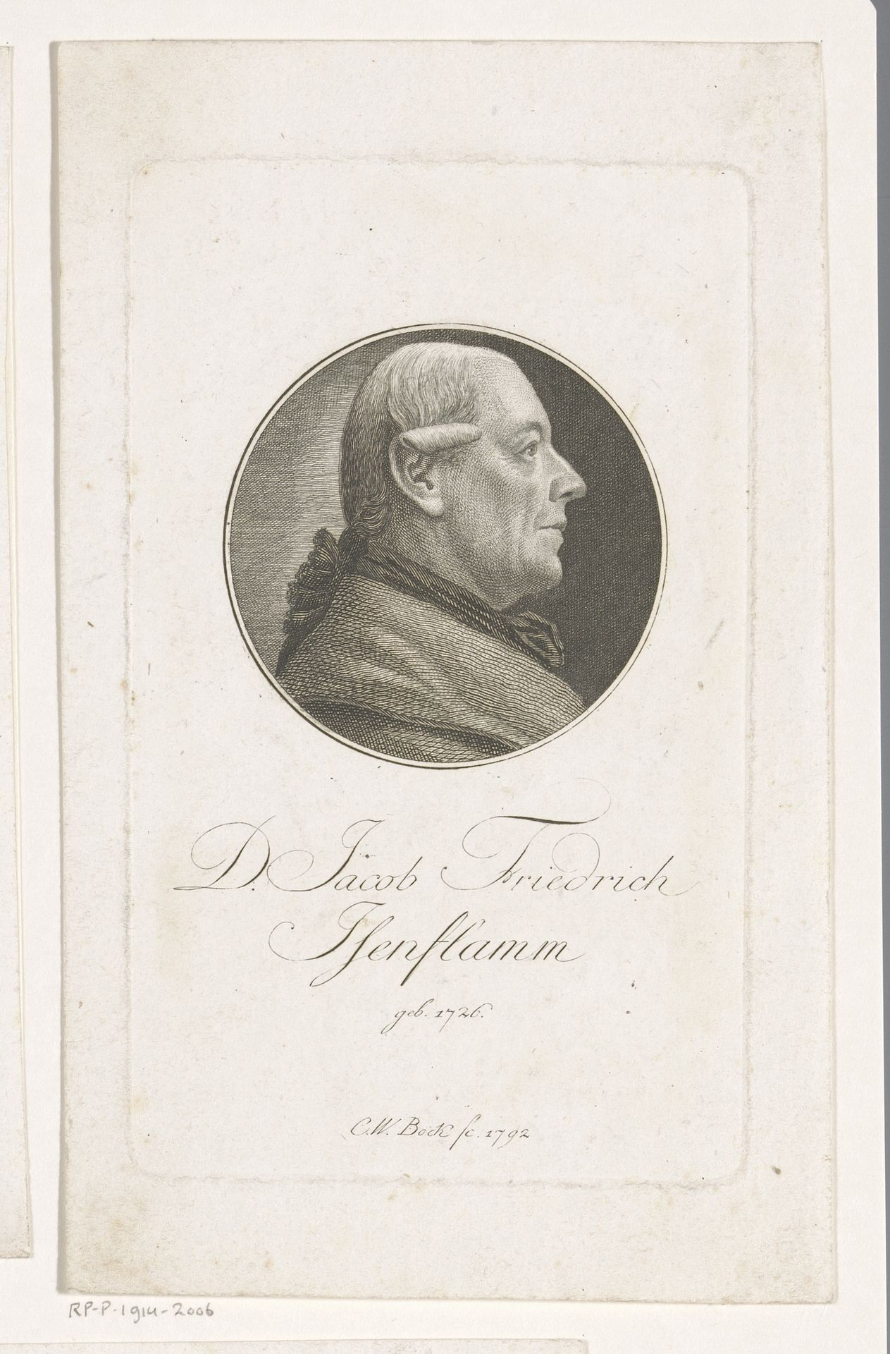 Portret van Jacob Friedrich Isenflamm by Christoph-Wilhelm Bock
