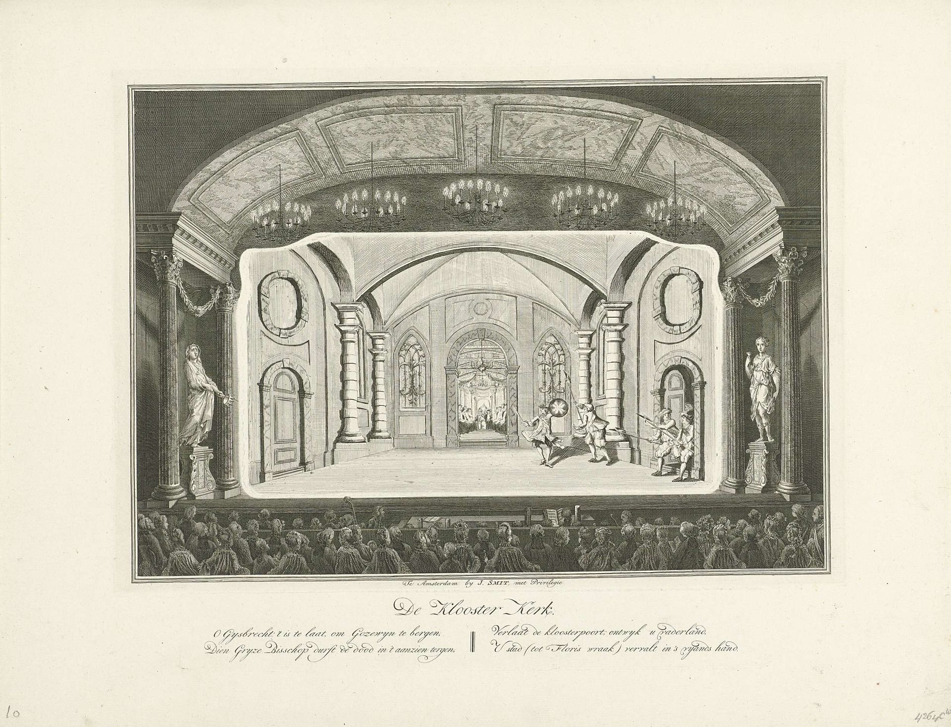 Schouwburg met toneeldecor: De Klooster Kerk by Anonymous
