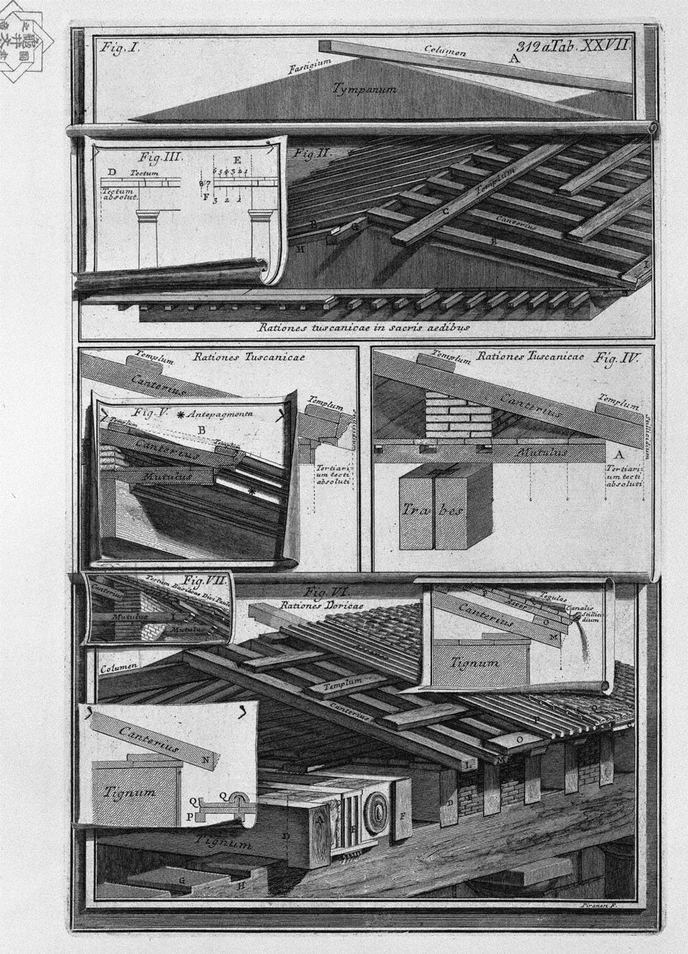 Comparisons of structural details (beams) by Giovanni Battista Piranesi