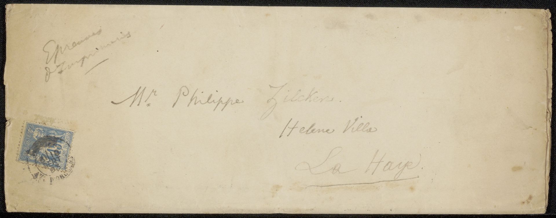 Envelop aan Philip Zilcken by Paul Verlaine