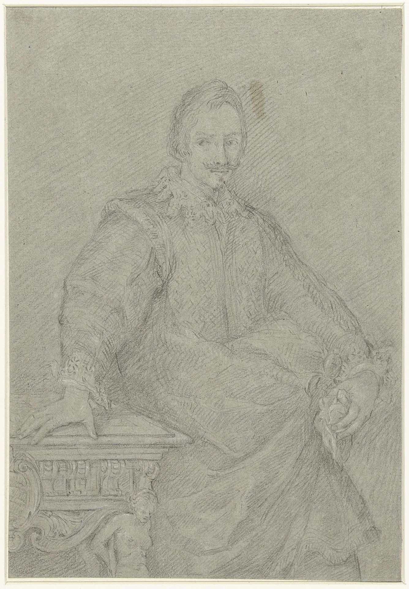 Portret van een onbekende staande man by Anonymous