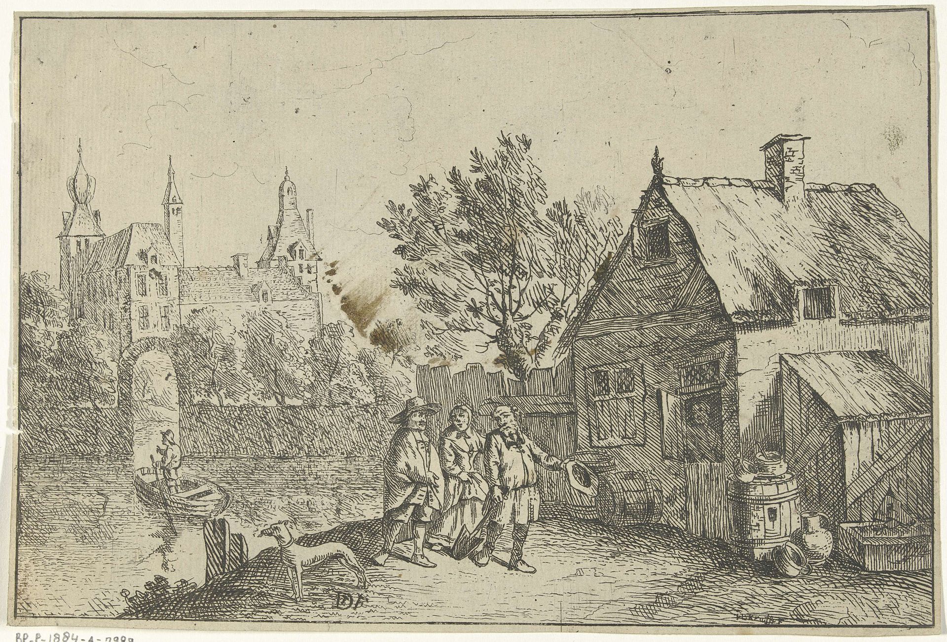 Boerenhuis aan het water by Jan Lauwryn Krafft