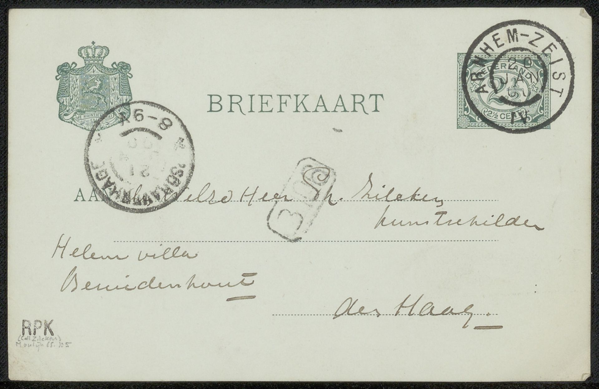Briefkaart aan Philip Zilcken by Simon Moulijn