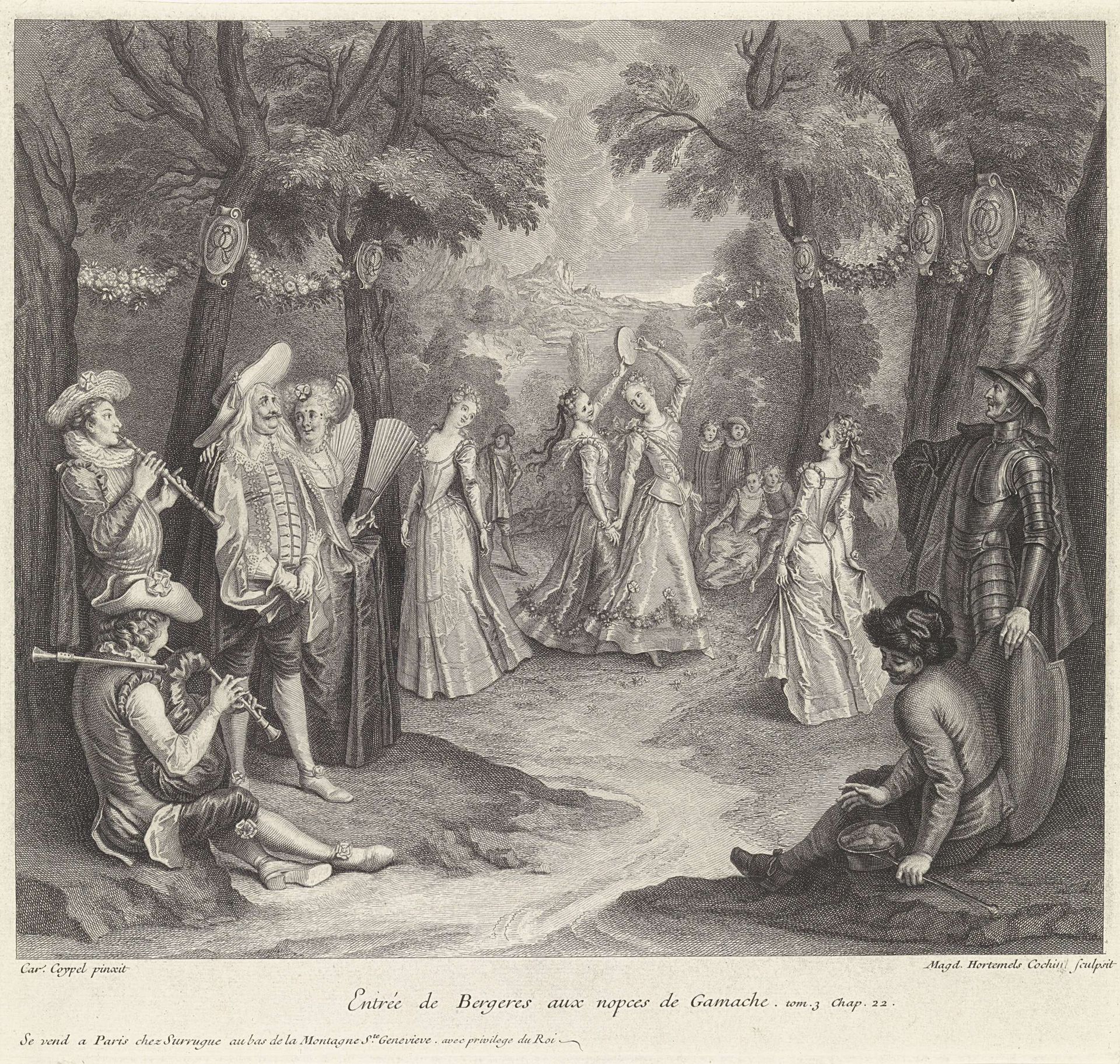 Aankomst van de herbergdochters op de bruiloft van Gamache by Louise Magdeleine Horthemels