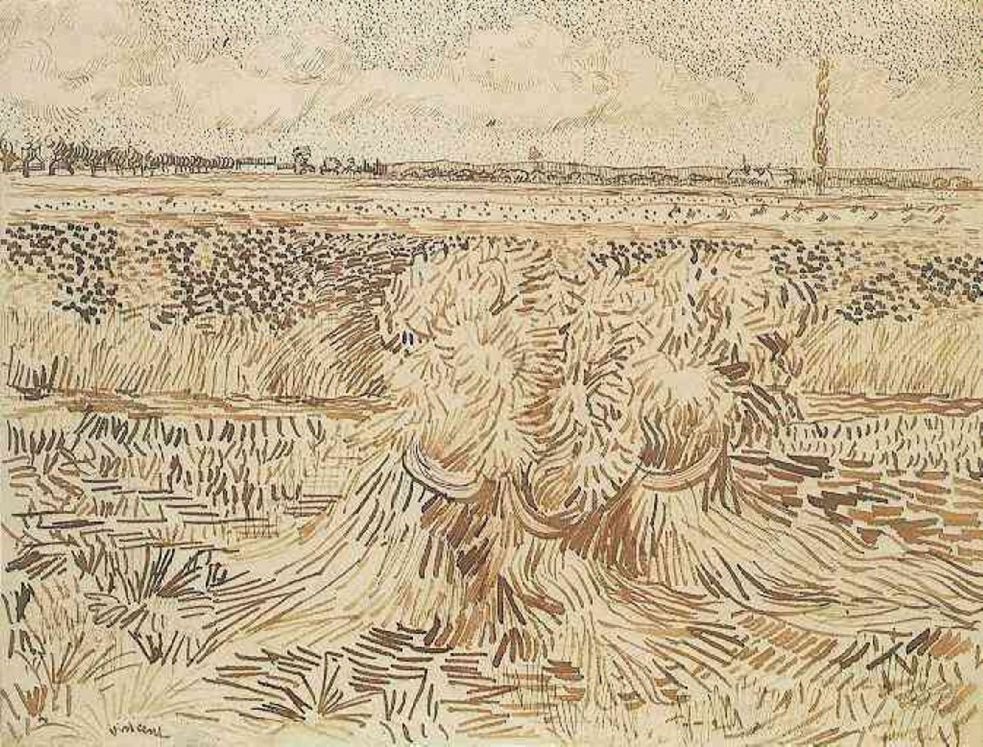 Wheat Field with Sheaves by Vincent van Gogh