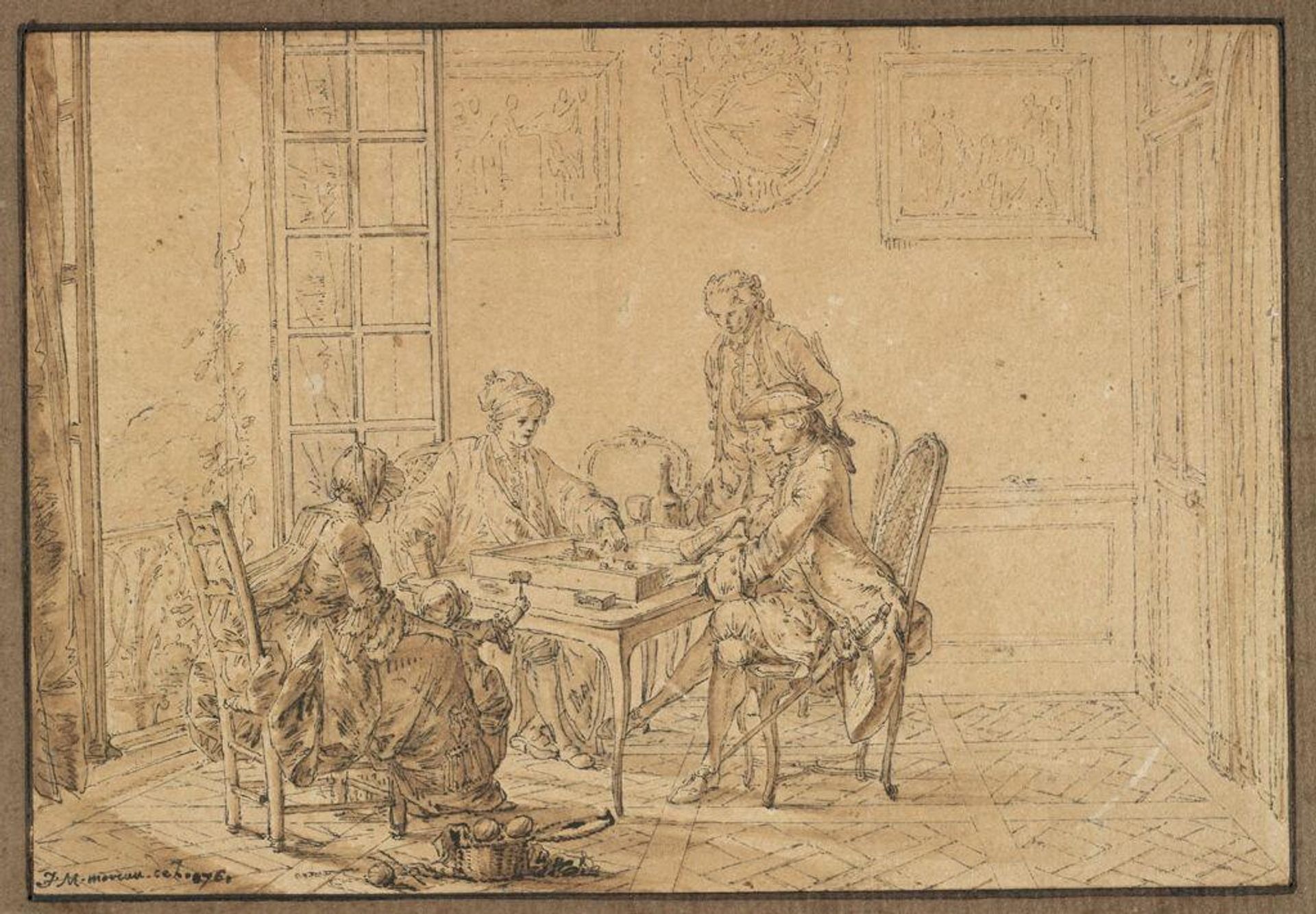 The Game of Trictrac by Jean-Michel Moreau, called Moreau le jeune