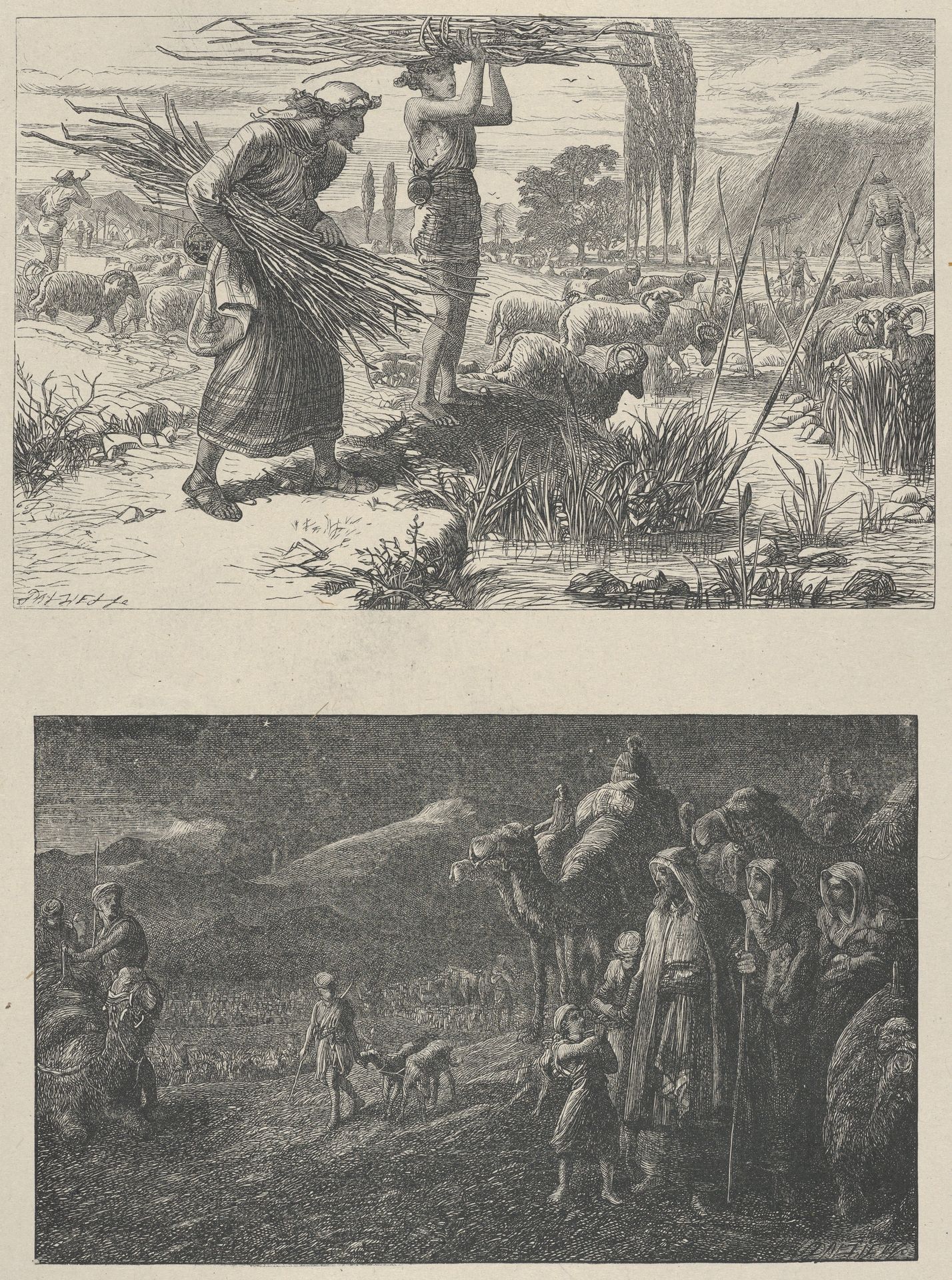 Jacob and the Flocks of Laban–Jacob's Departure from Laban, from "Dalziels' Bible Gallery" by Thomas Dalziel