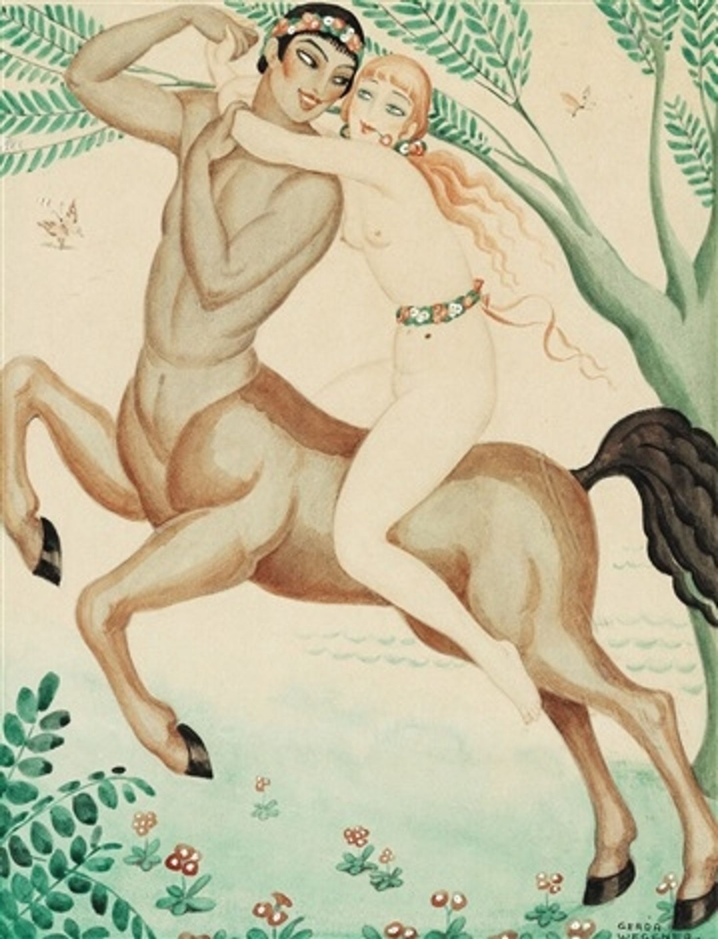 Young Woman Riding a Centaur by Gerda Wegener