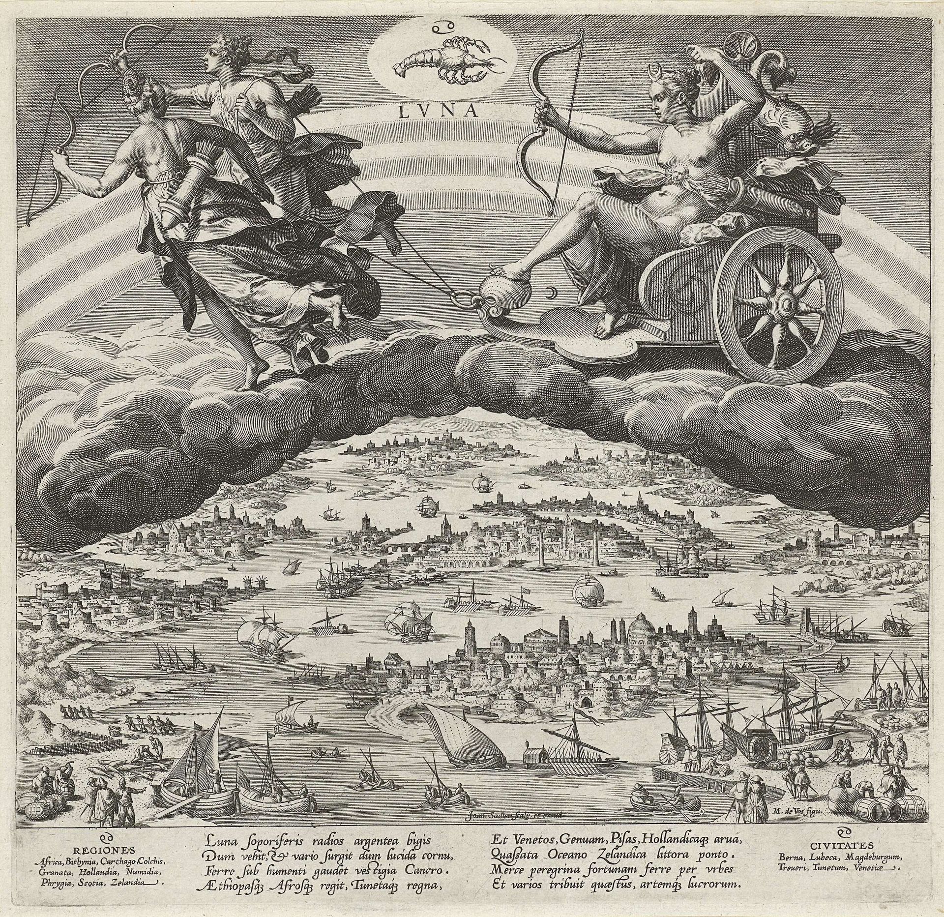 De Maan en zijn invloed op de wereld by Johann Sadeler I