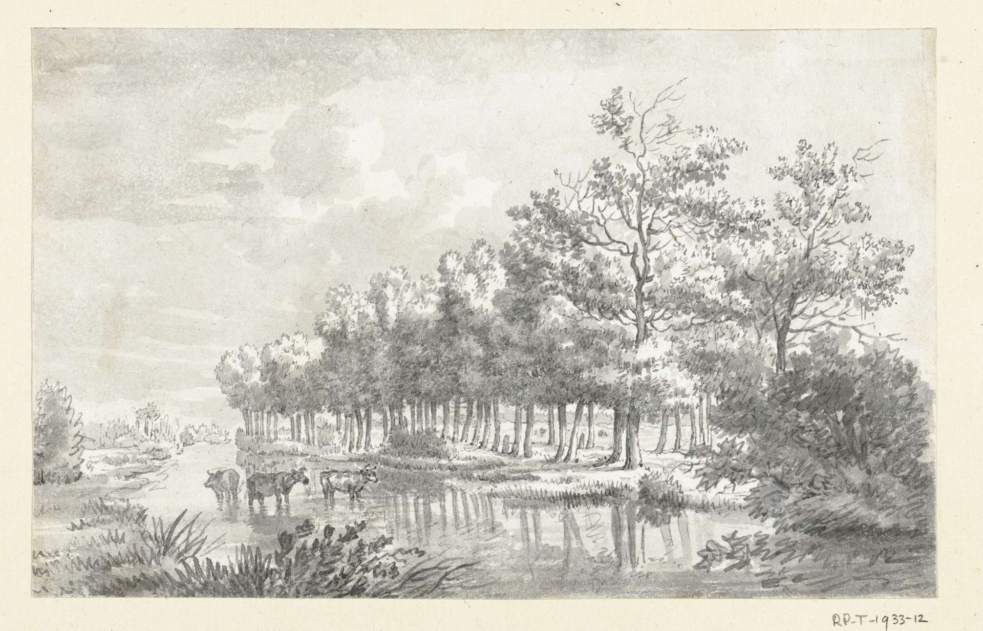 Landschap met wadende koeien by Jean Bernard