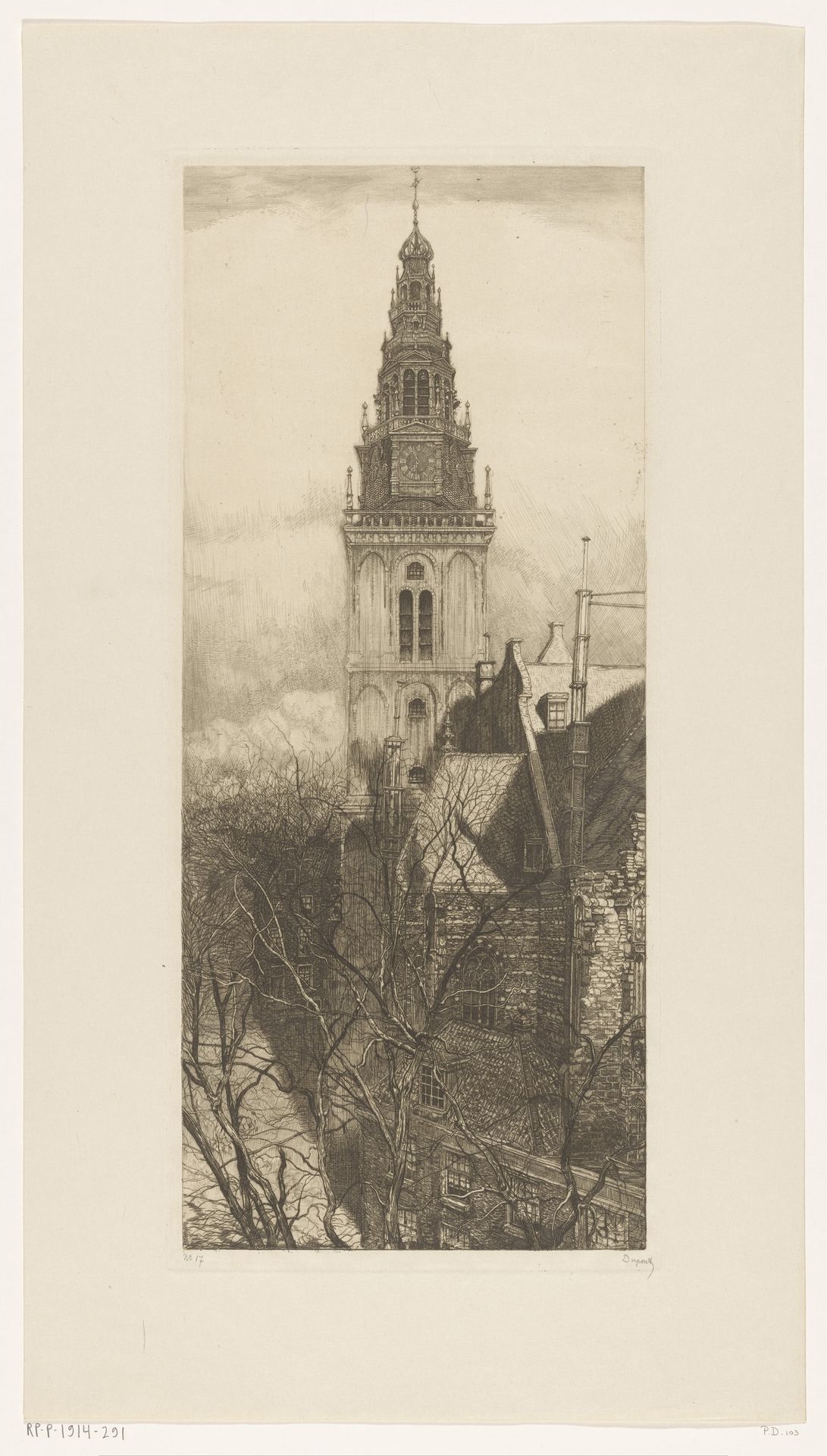 Toren van de Oude Kerk in Amsterdam by Pieter Dupont