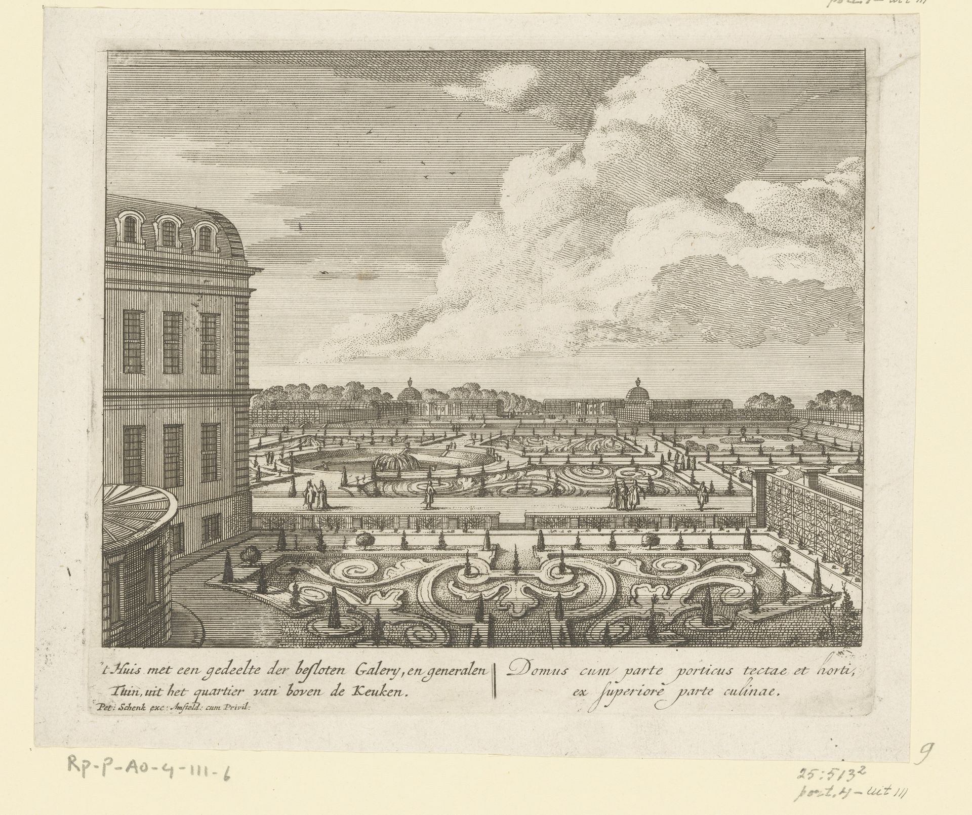Gezicht op een deel van Huis de Voorst en de tuinen by Pieter Schenk
