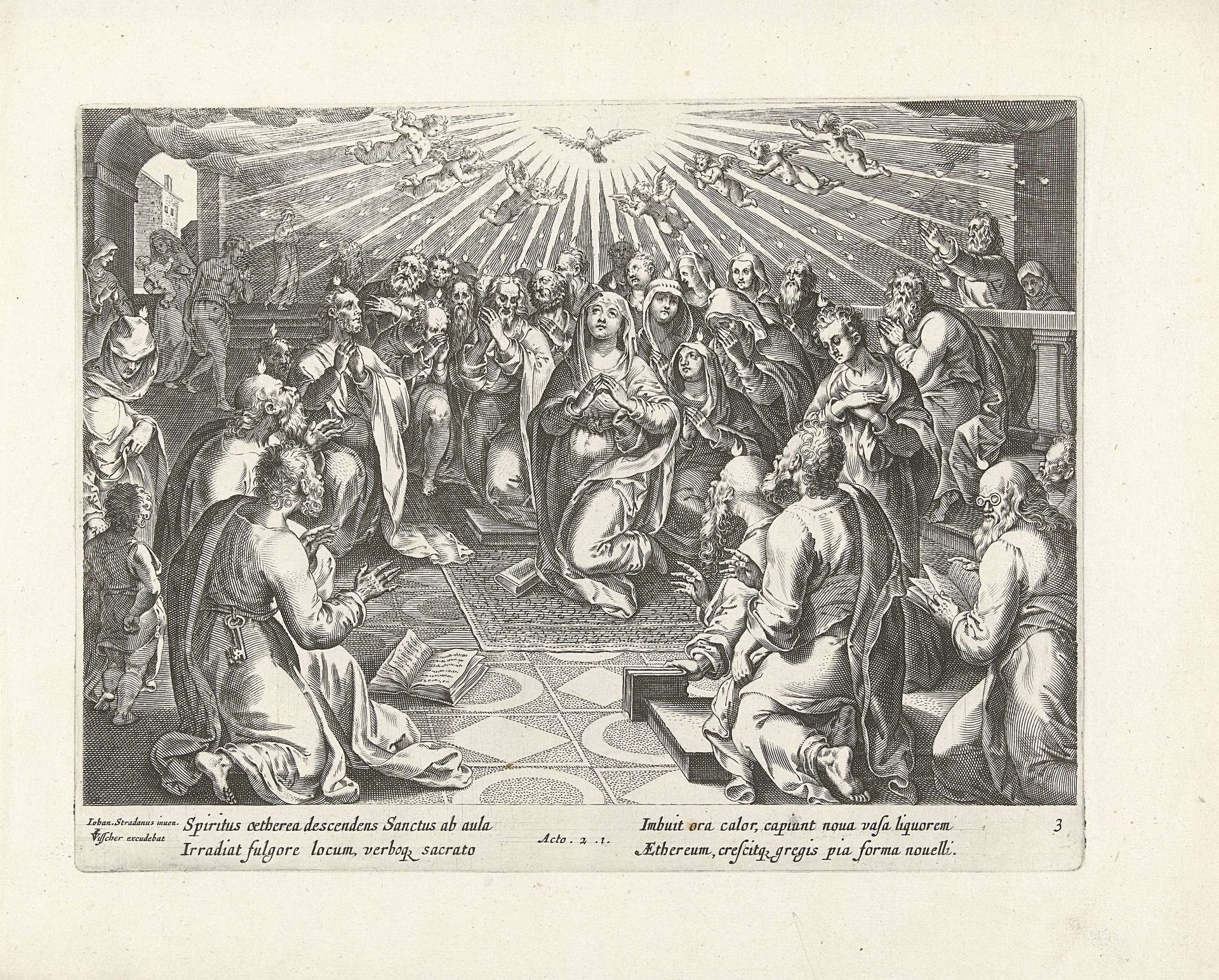 Uitstorting van de Heilige Geest by Claes Jansz. Visscher