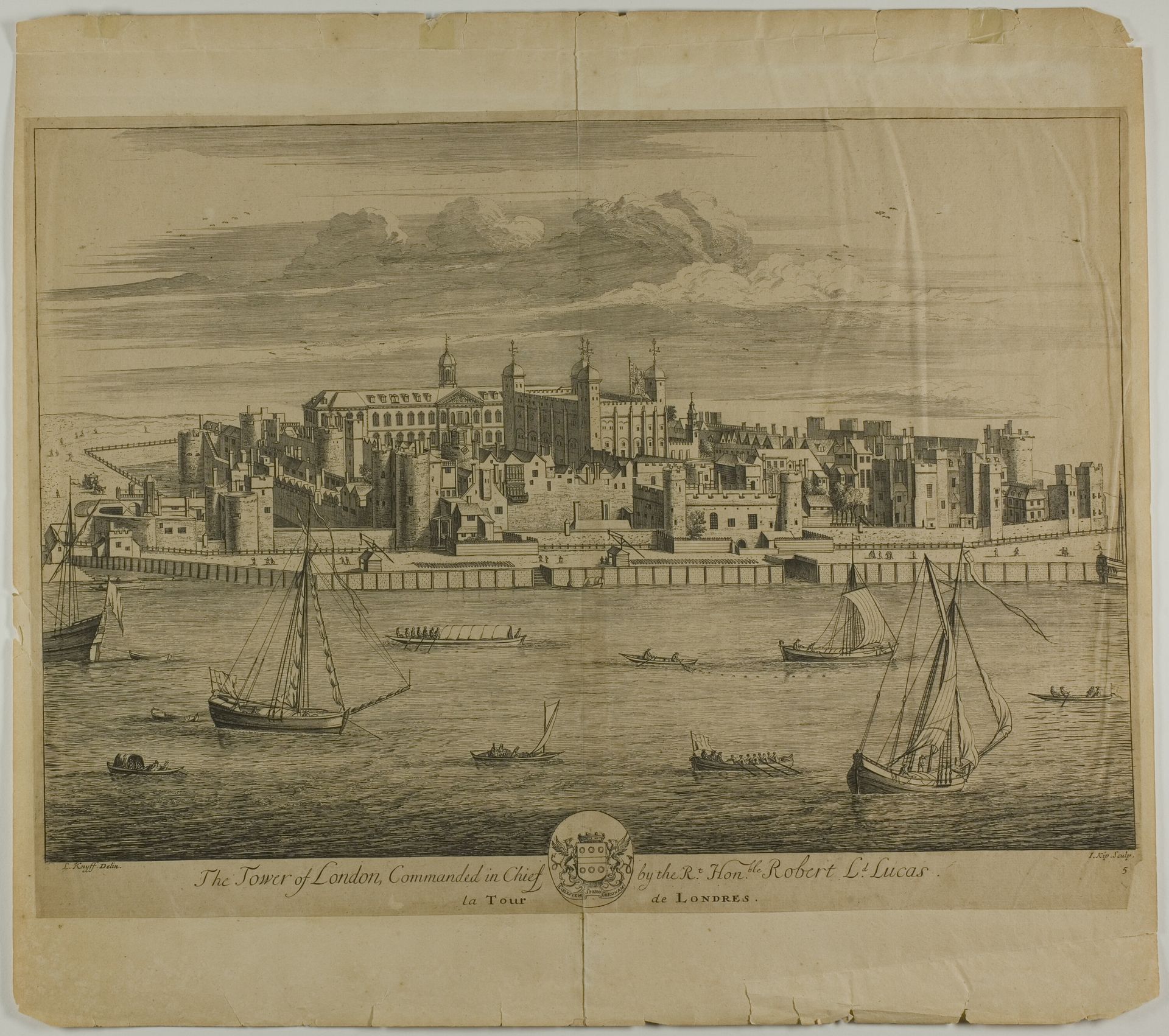 The Tower of London, plate five from Britannia Illustrata by Johannes Kip