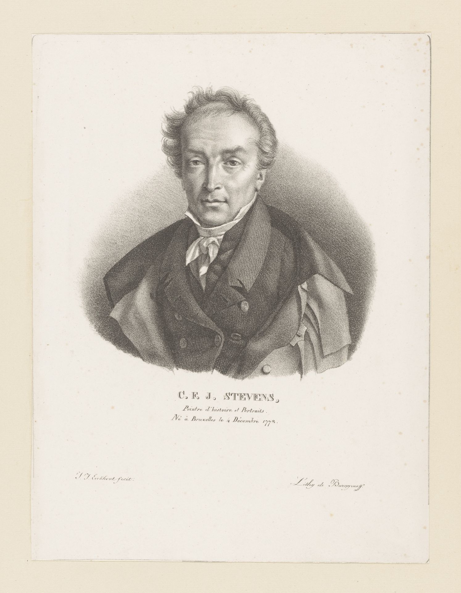 Portret van C.F.J. Stevens by Guillaume Philidor Van den Burggraaff