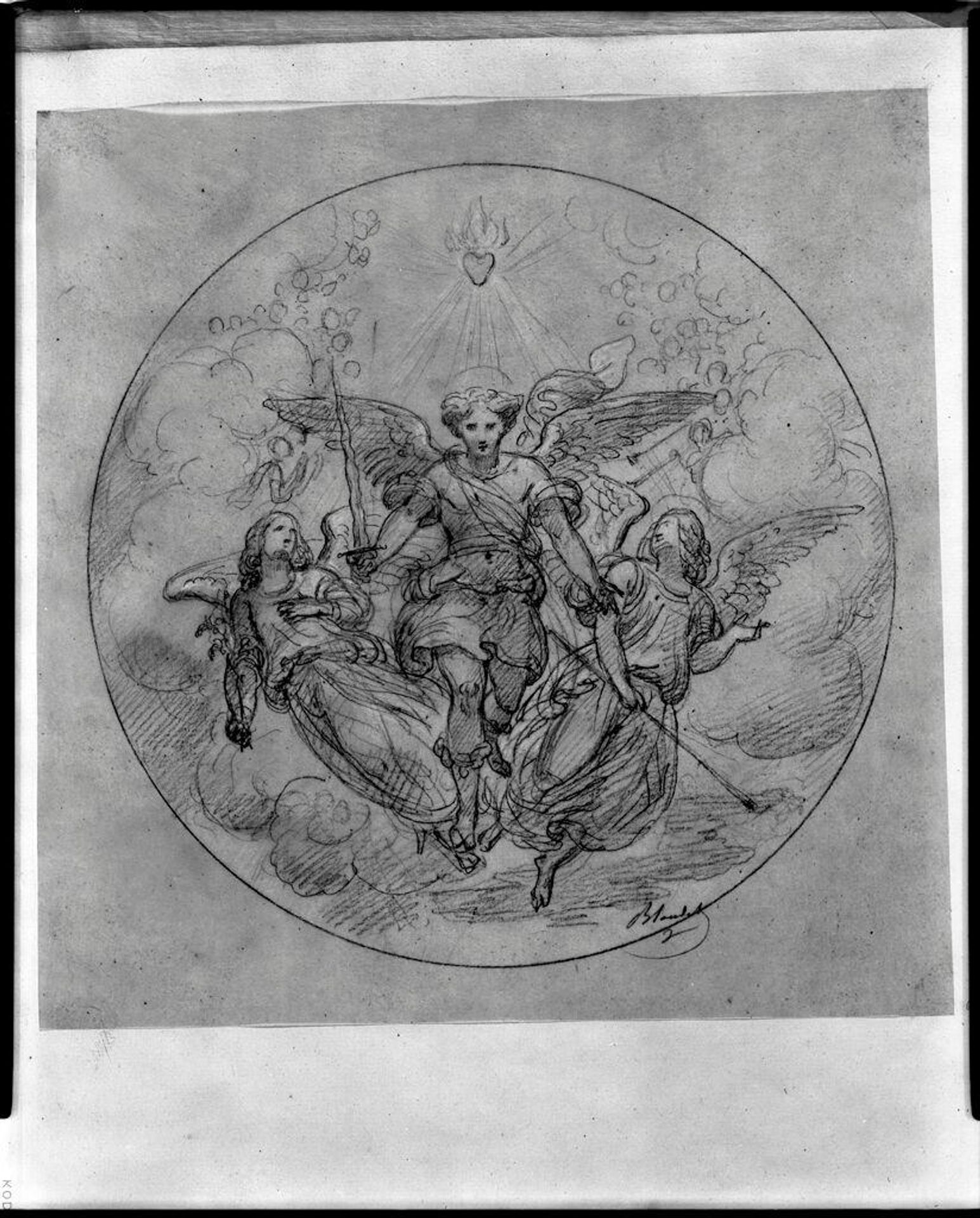 Saint Michael the Archangel Accompanied by Two Angels by Merry Joseph Blondel