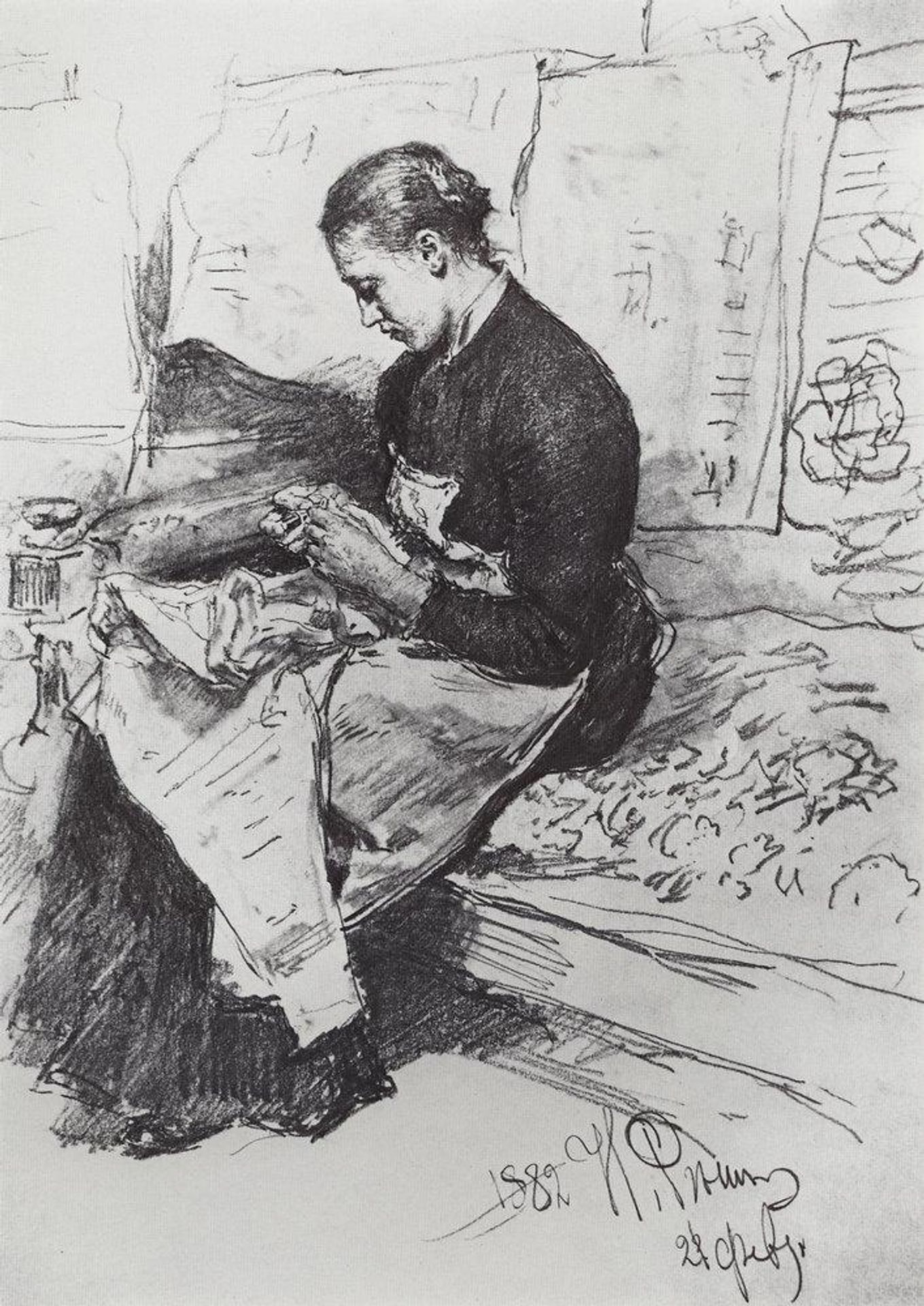 Seamstress by Ilya Repin