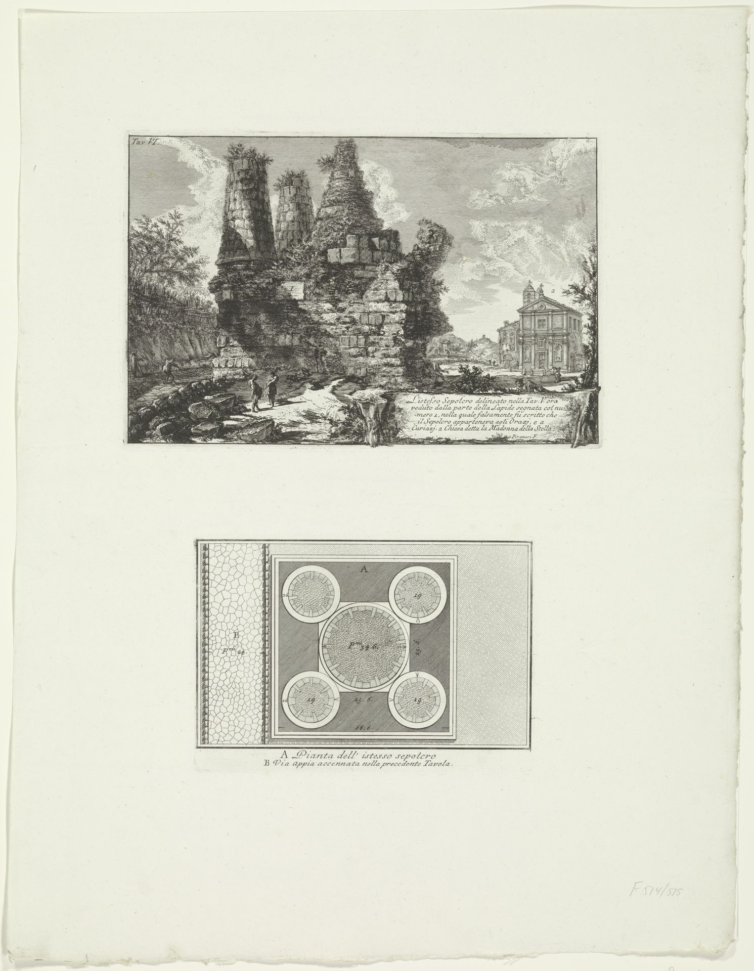 Restanten en plattegrond van de graftombe van de Horatii en Curiatii by Giovanni Battista Piranesi