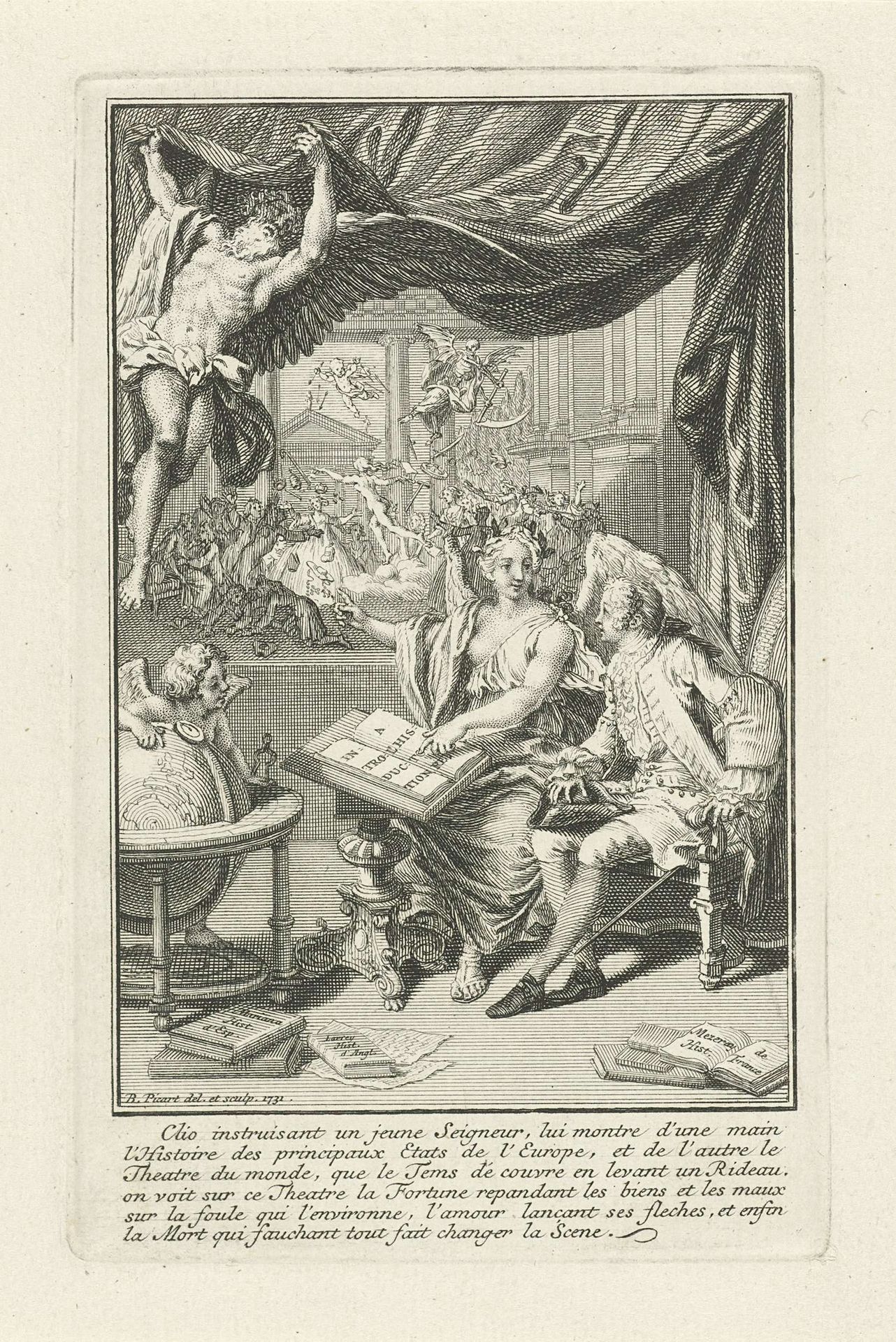 Allegorische titelpagina met Clio by Bernard Picart