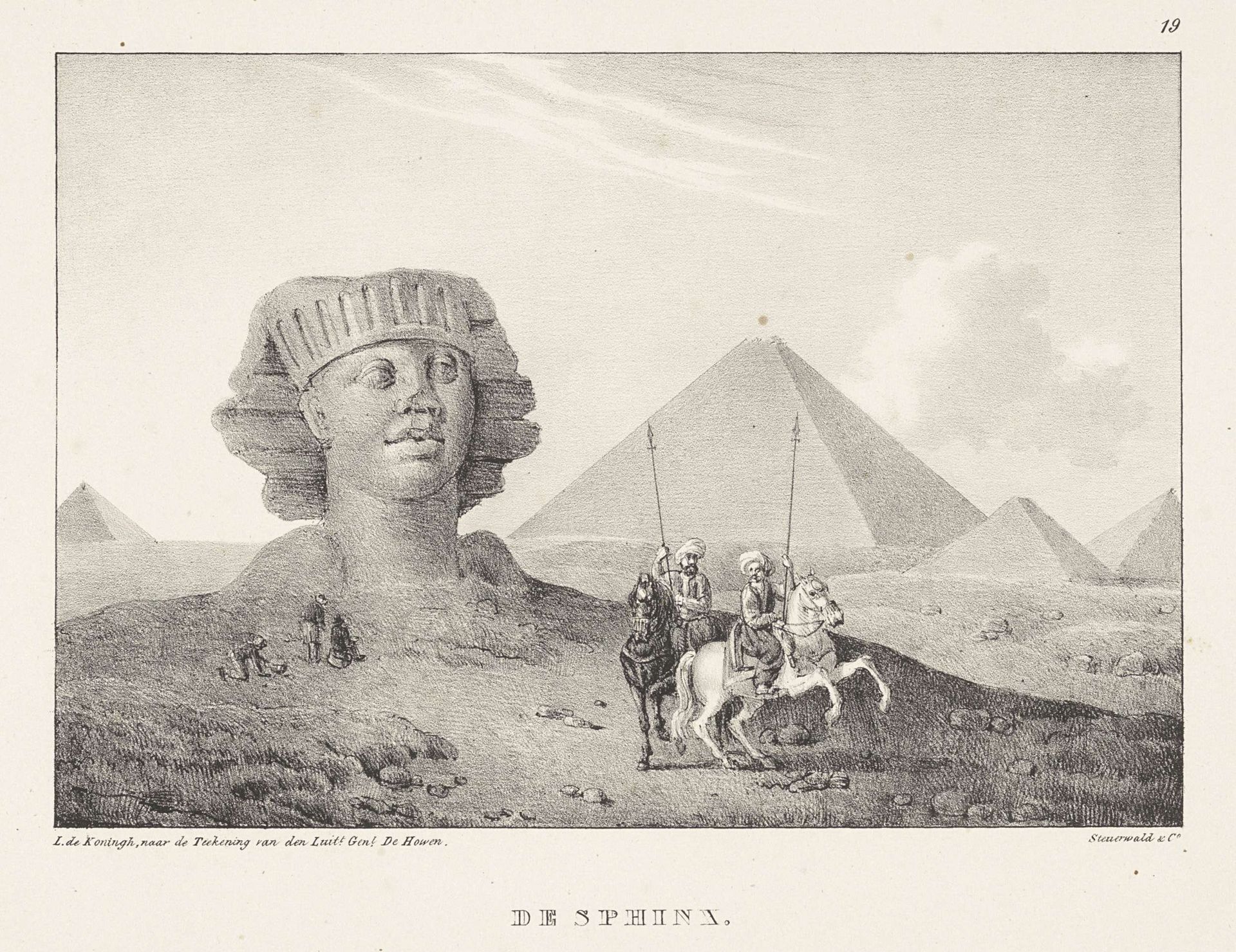 Hoofd van een sfinx en pyramiden in de woestijn by Leendert de Koningh